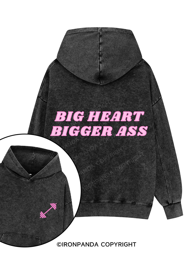 BIG HEART BIGGER ASS Printed Washed Gym Hoodie