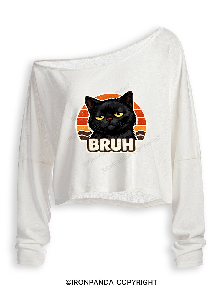 BRUH Off Shoulder Long Sleeve Crop Top
