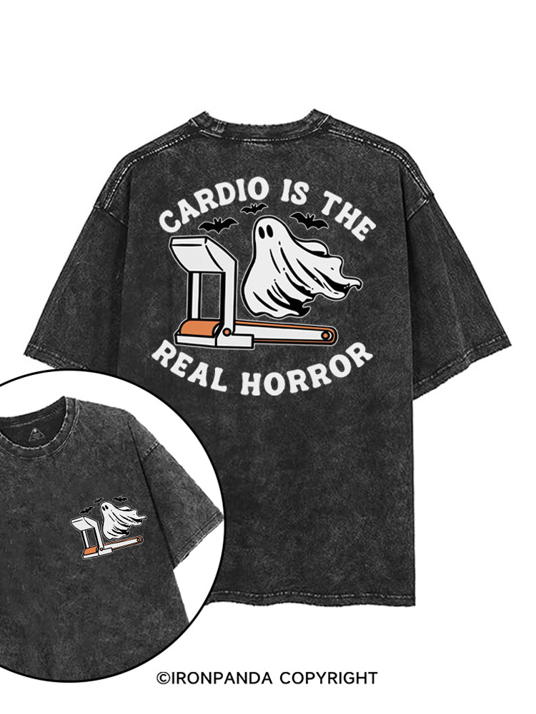 CARDIO IS THE REAL HORROR HALLOWEEN printed Gym Shirt
