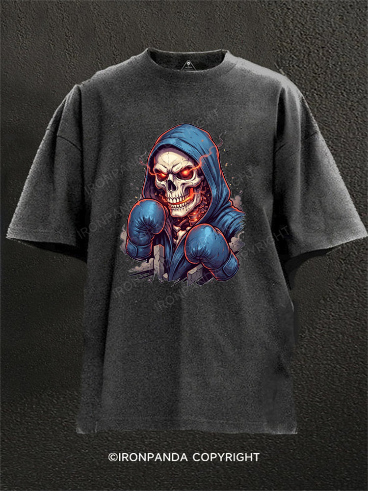 Undead Fighter Hooded Boxing Washed Gym Shirt