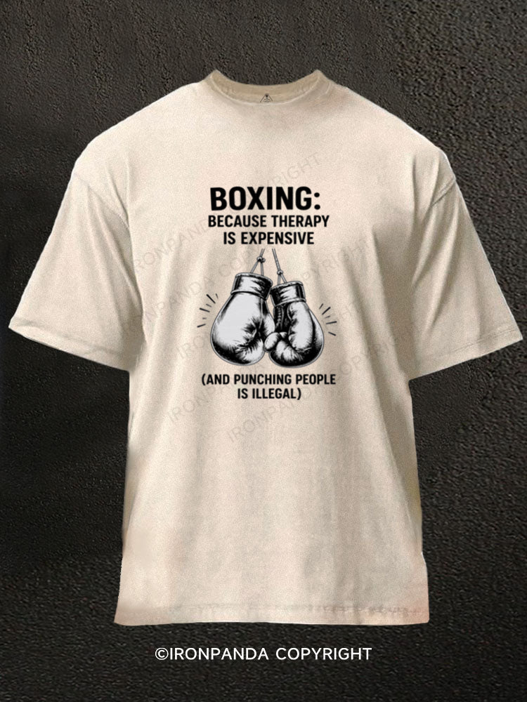 Boxing Because Therapy Is Expensive Washed Gym Shirt