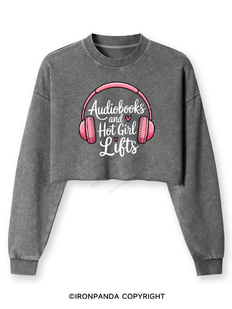 AUDIOBOOKS AND HOT GIRL LIFTS Washed Long-Sleeve Crop Top