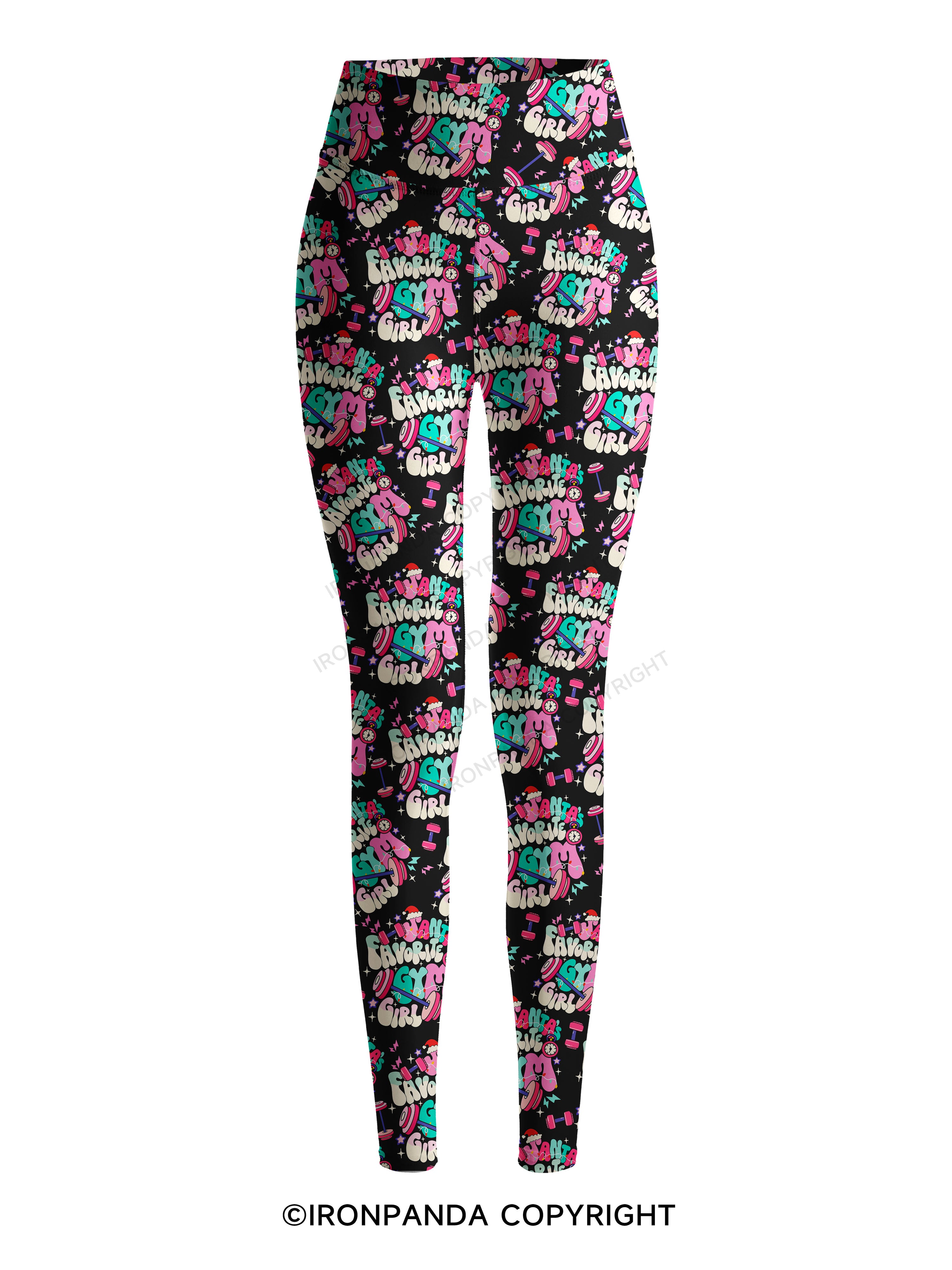 Santa Favorite Gym Girl Printed Yoga Pants
