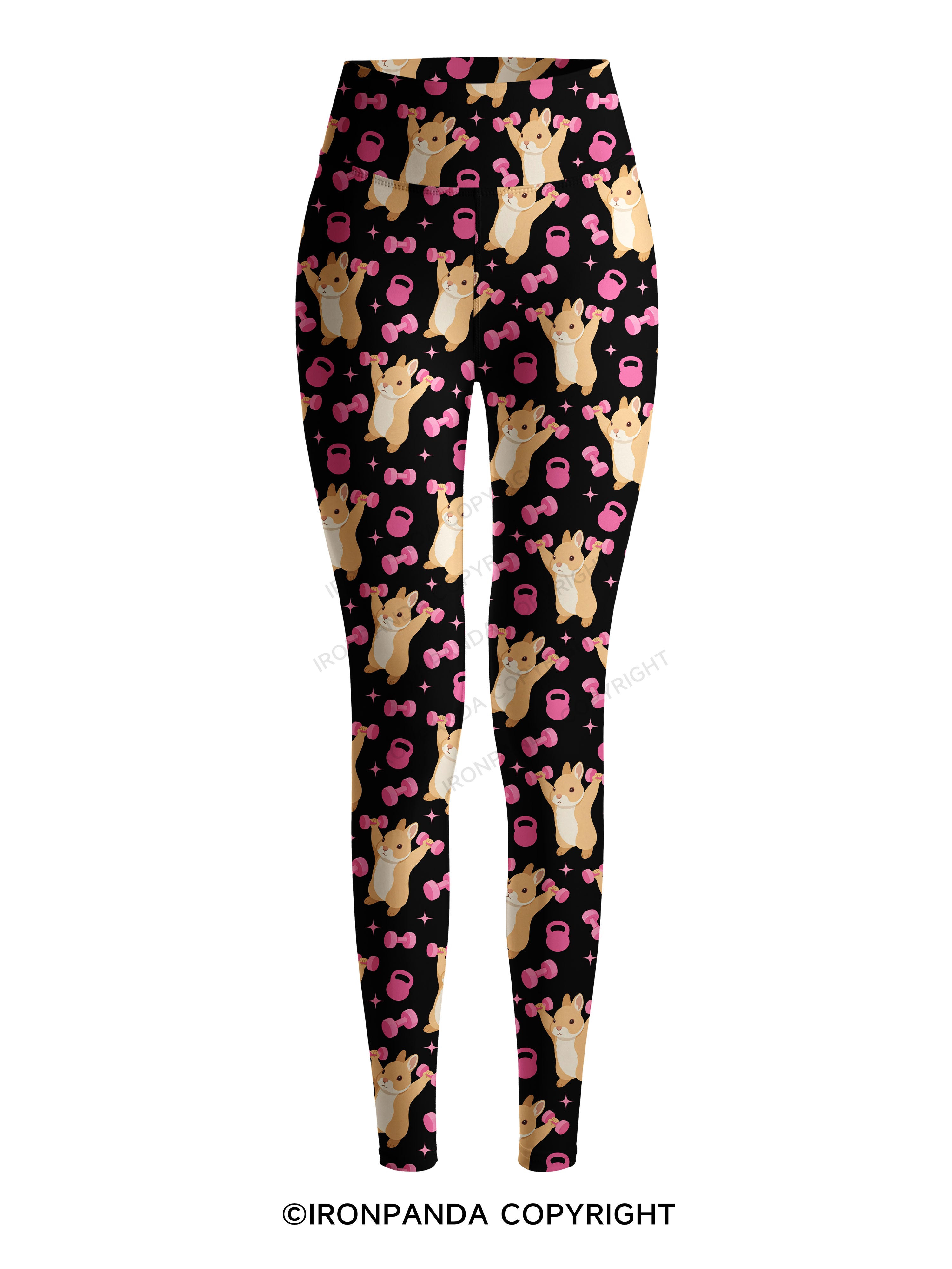 I AM A STRONG BUNNY Printed Yoga Pants