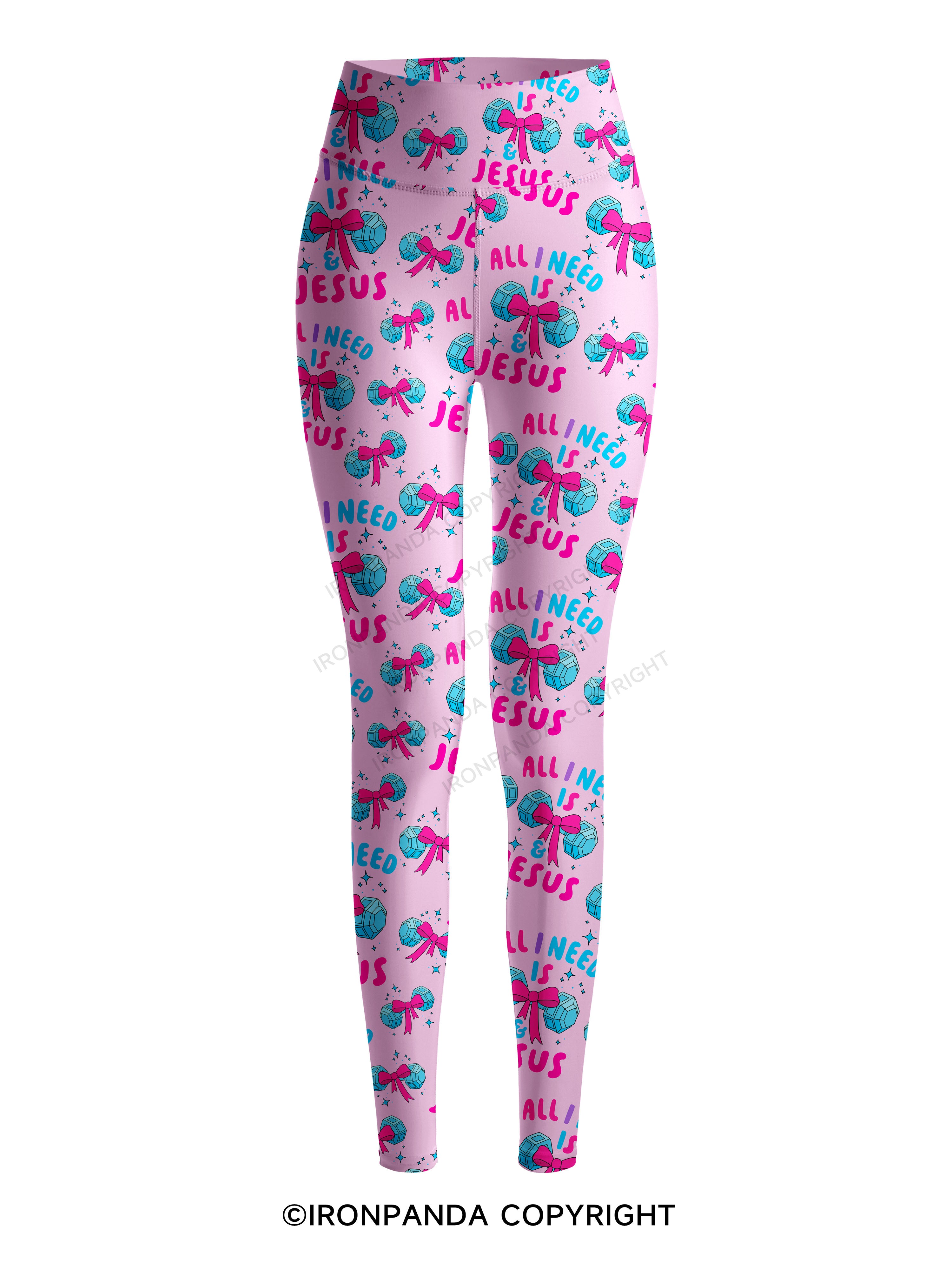 ALL I NEED IS MY WEIGHTS & JESUS Printed Yoga Pants