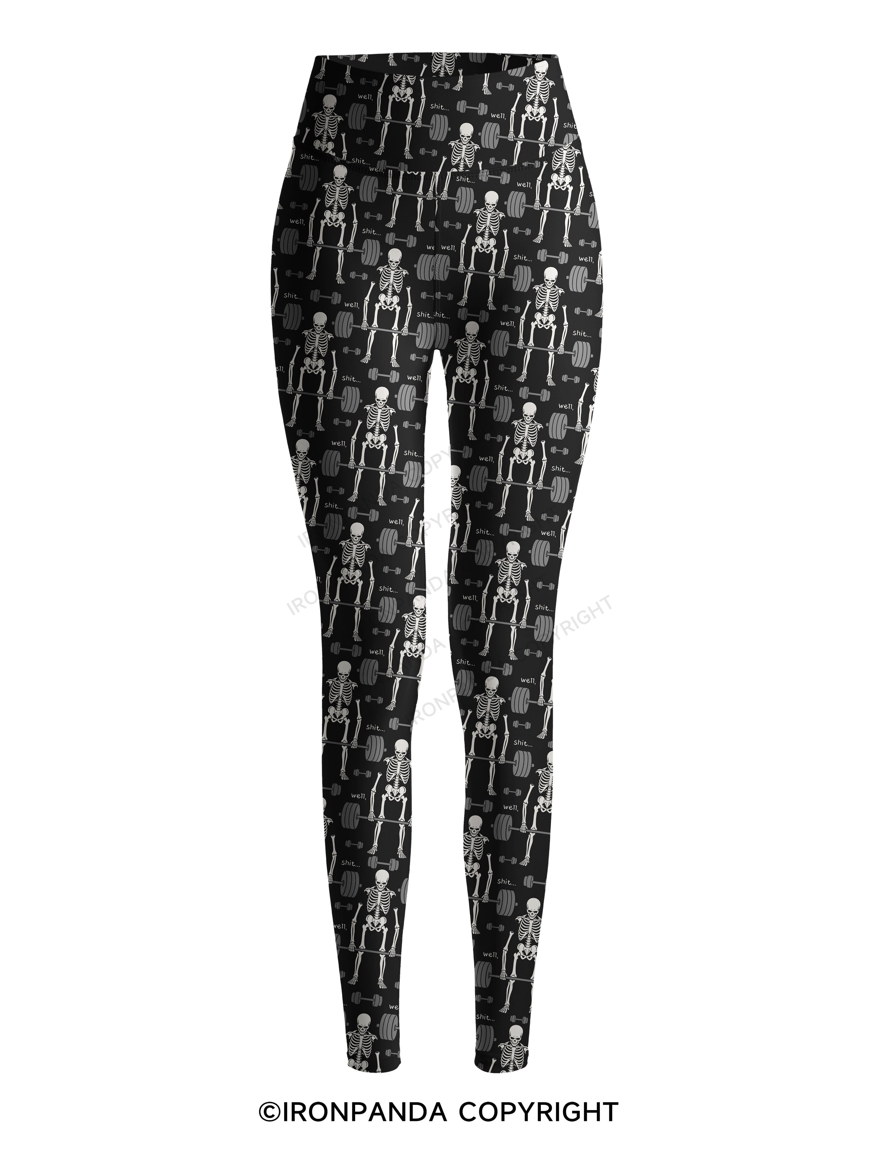 Well Shit Gym Skeleton Weightlifting Printed Yoga Pants