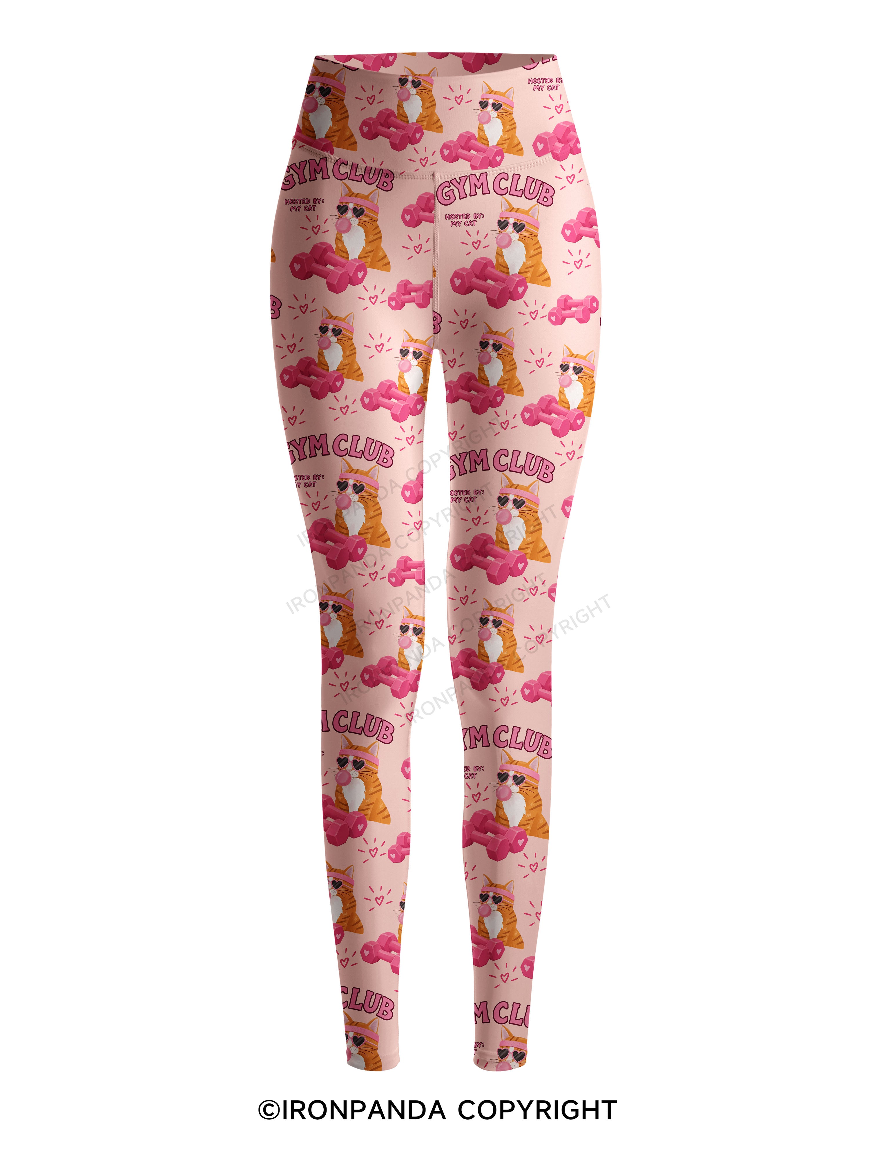 GYM CLUB HOSTED BY MY CAT Printed Yoga Pants