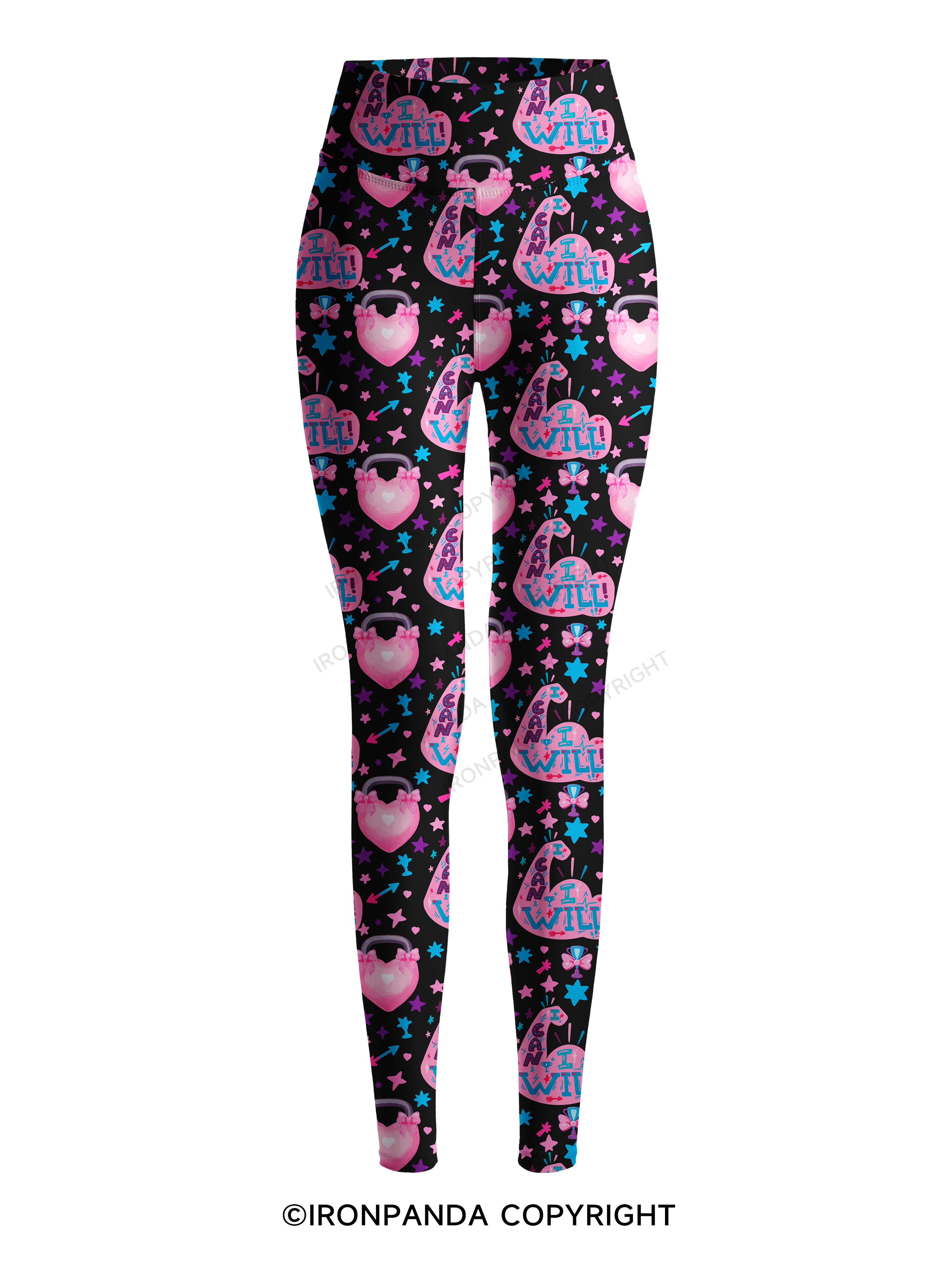 I CAN AND I WILL STRONG MUSCLE HEART Printed Yoga Pants