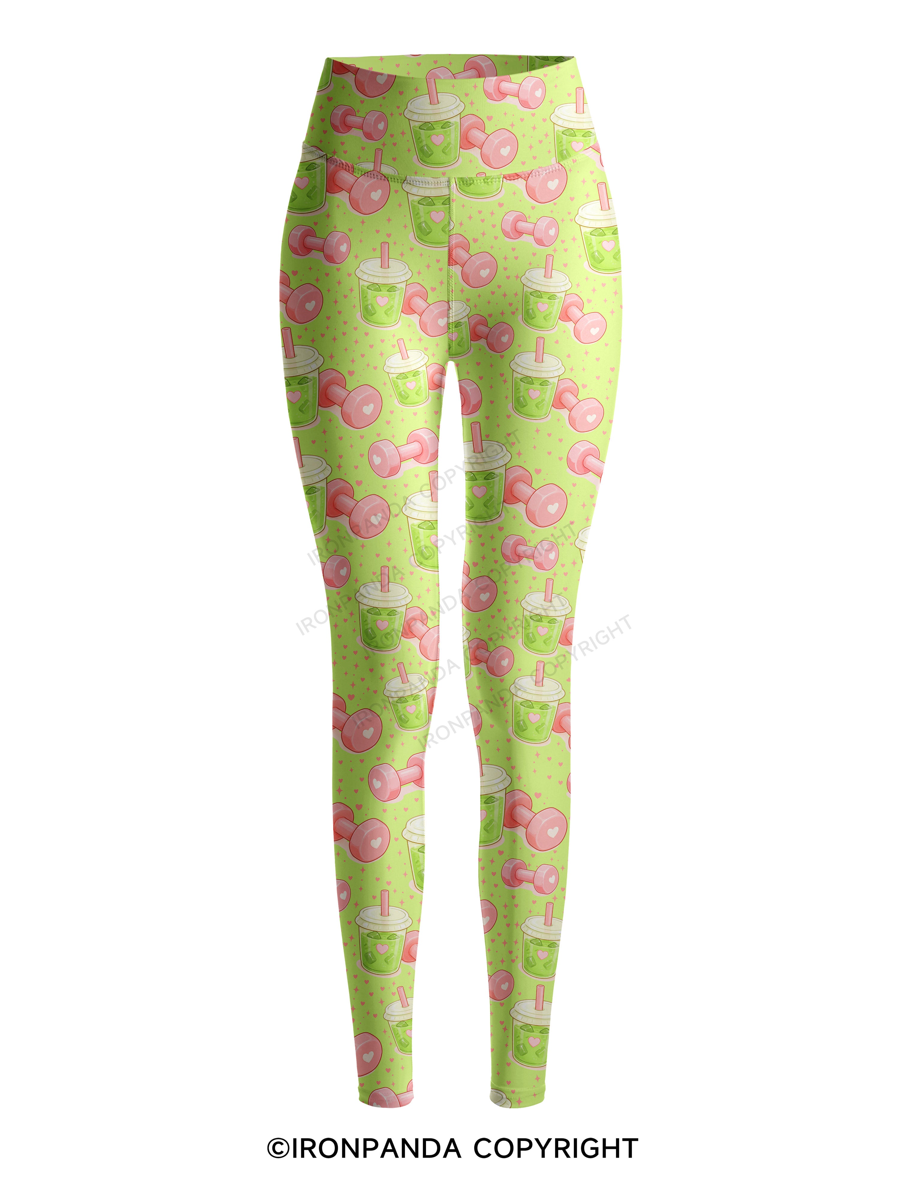 MATCHA & DUMBBELLS Printed Yoga Pants