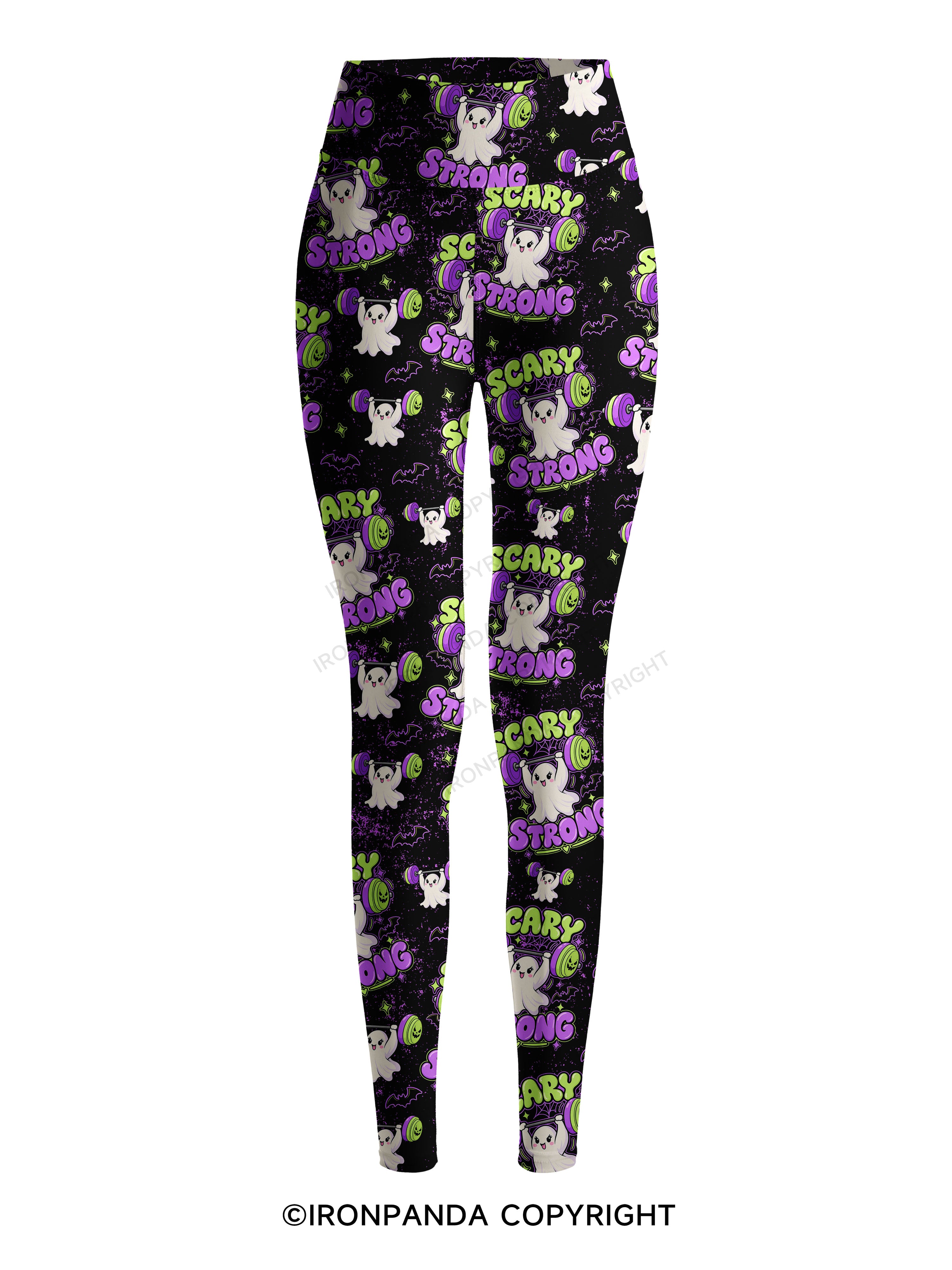 SCARY STRONG HALLOWEEN GHOST Printed Yoga Pants