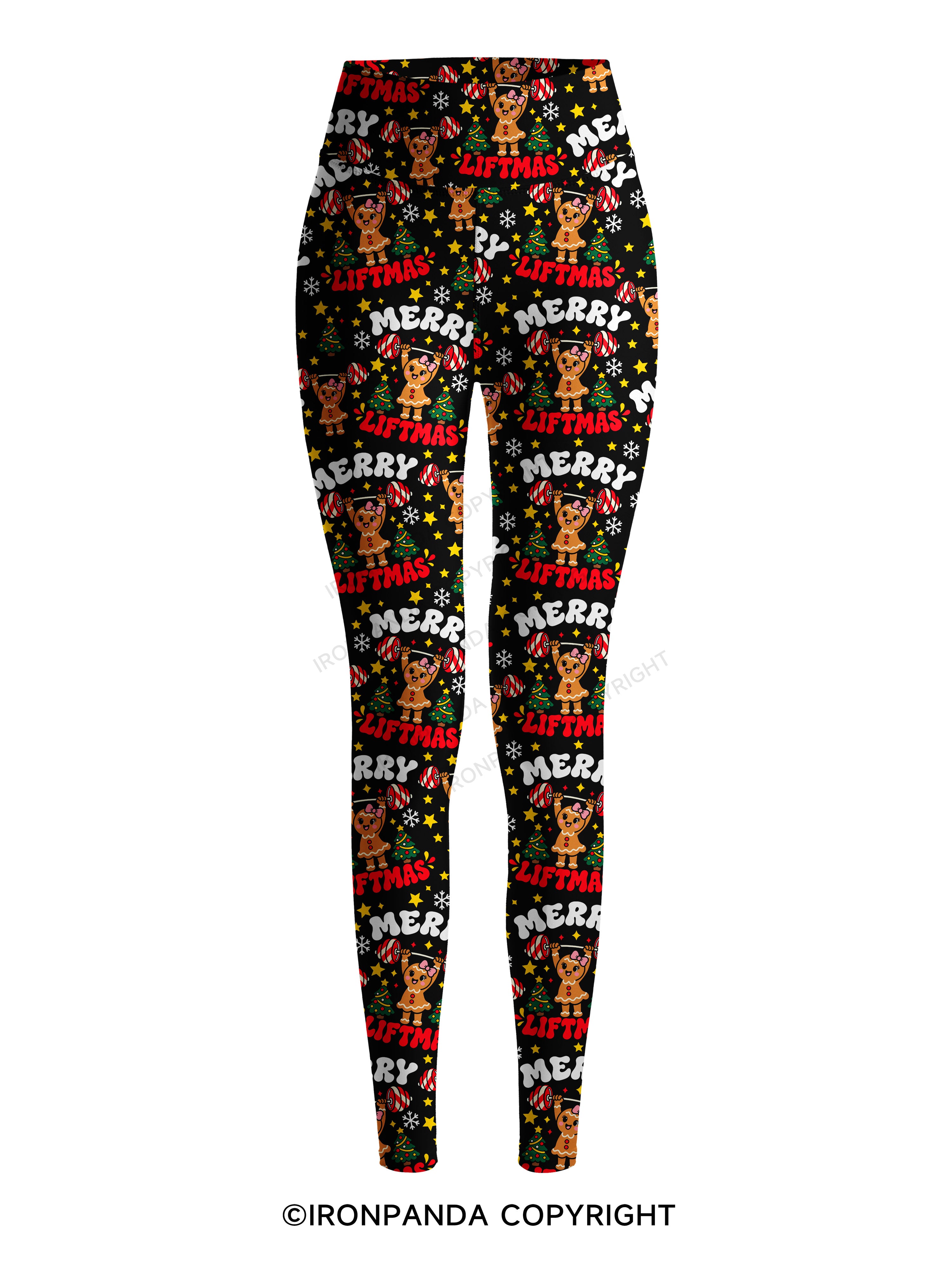 Merry Liftmas gingerbread  Printed Yoga Pants