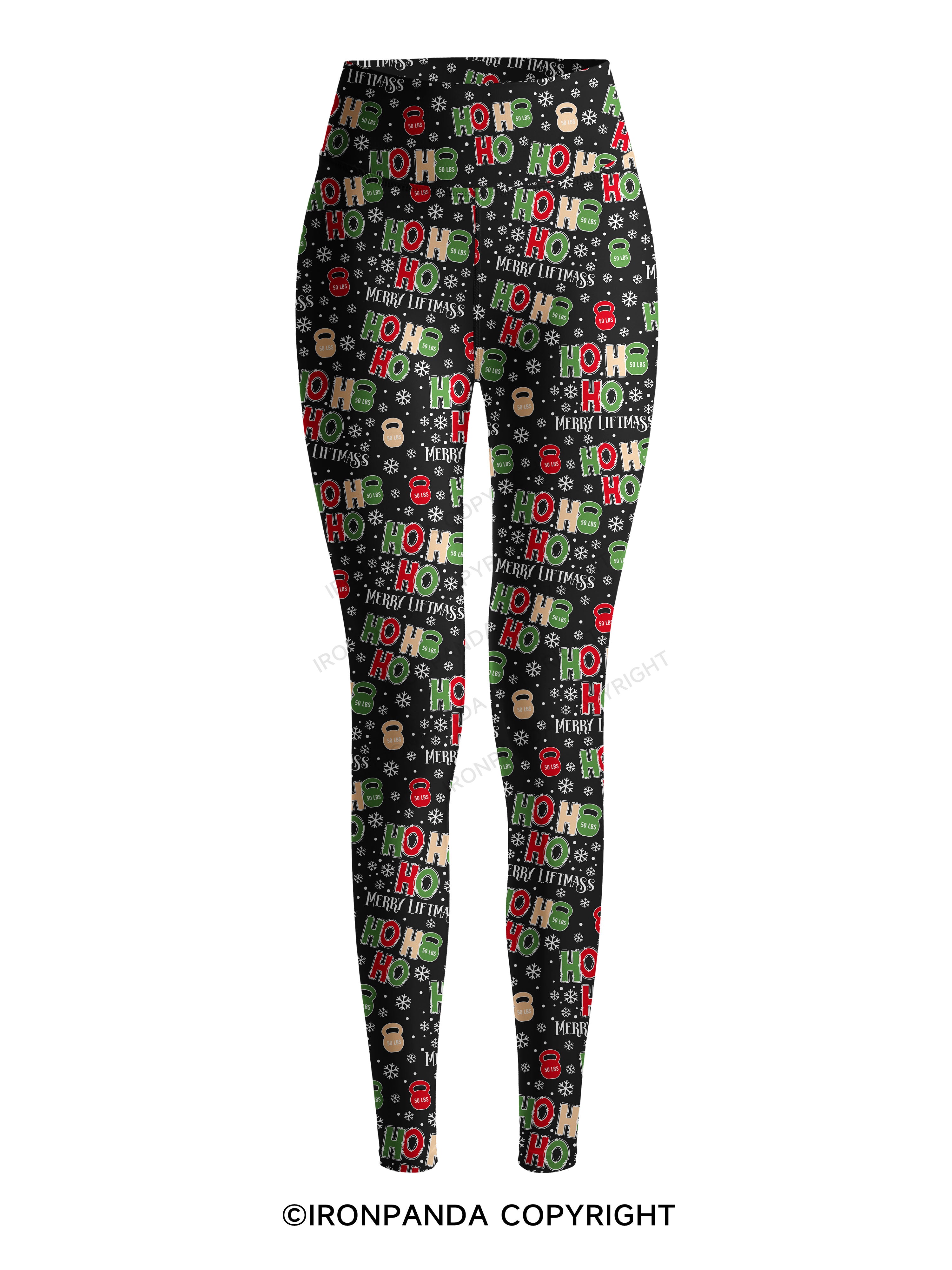 HOHOHO MERRY LIFTMASS Printed Yoga Pants