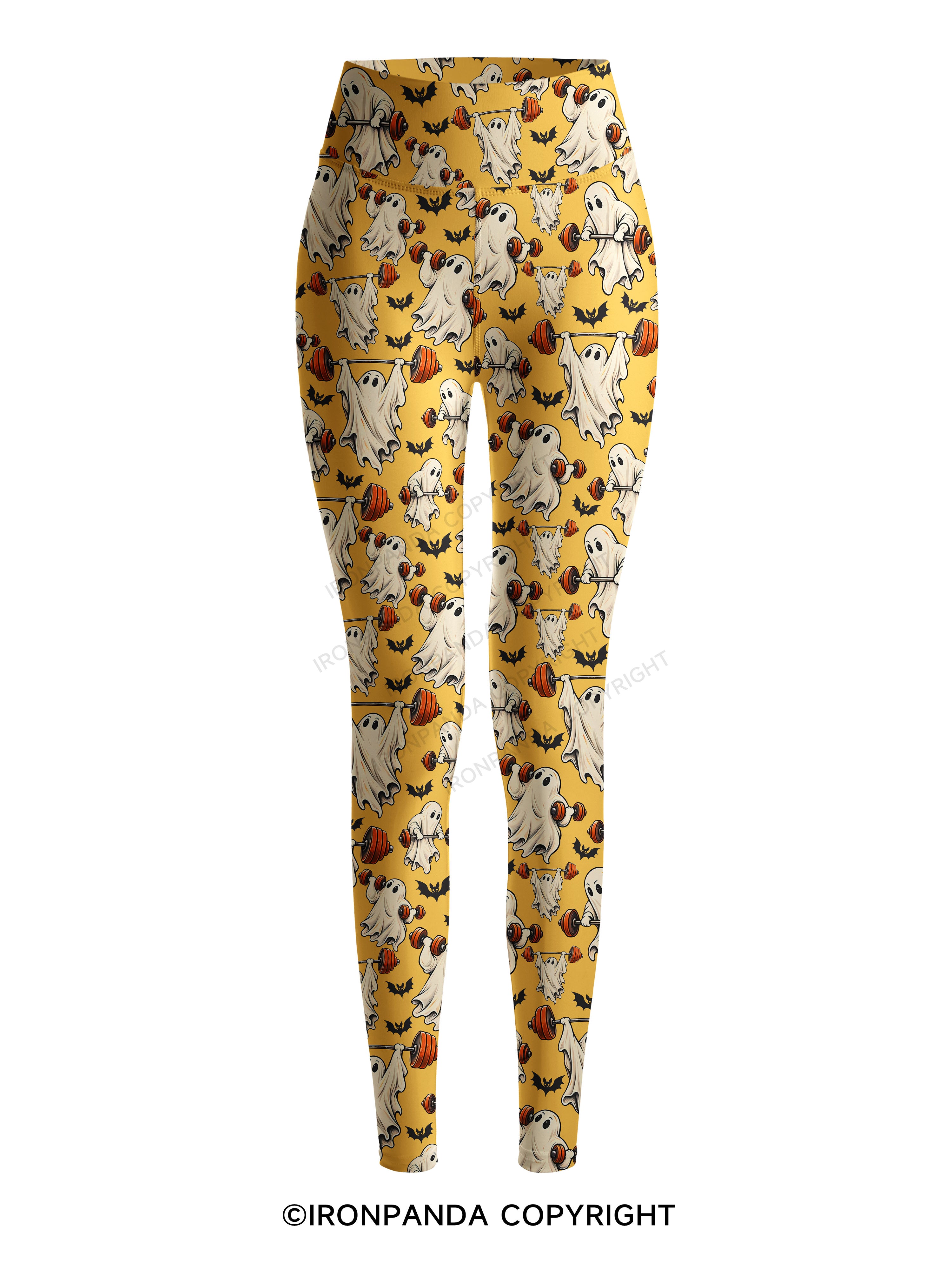 Weightlifting Ghost Spooky Workout Printed Yoga Pants