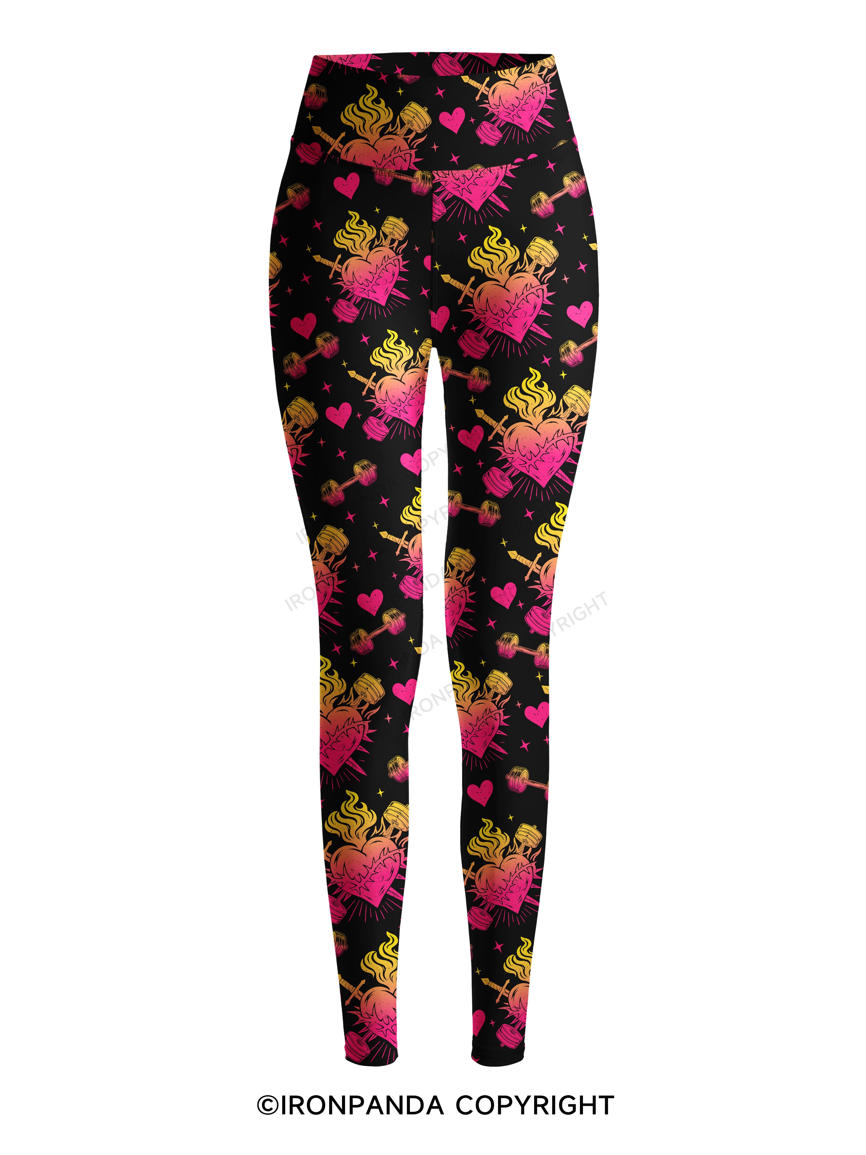 IRON HEART WITH FIRE Printed Yoga Pants
