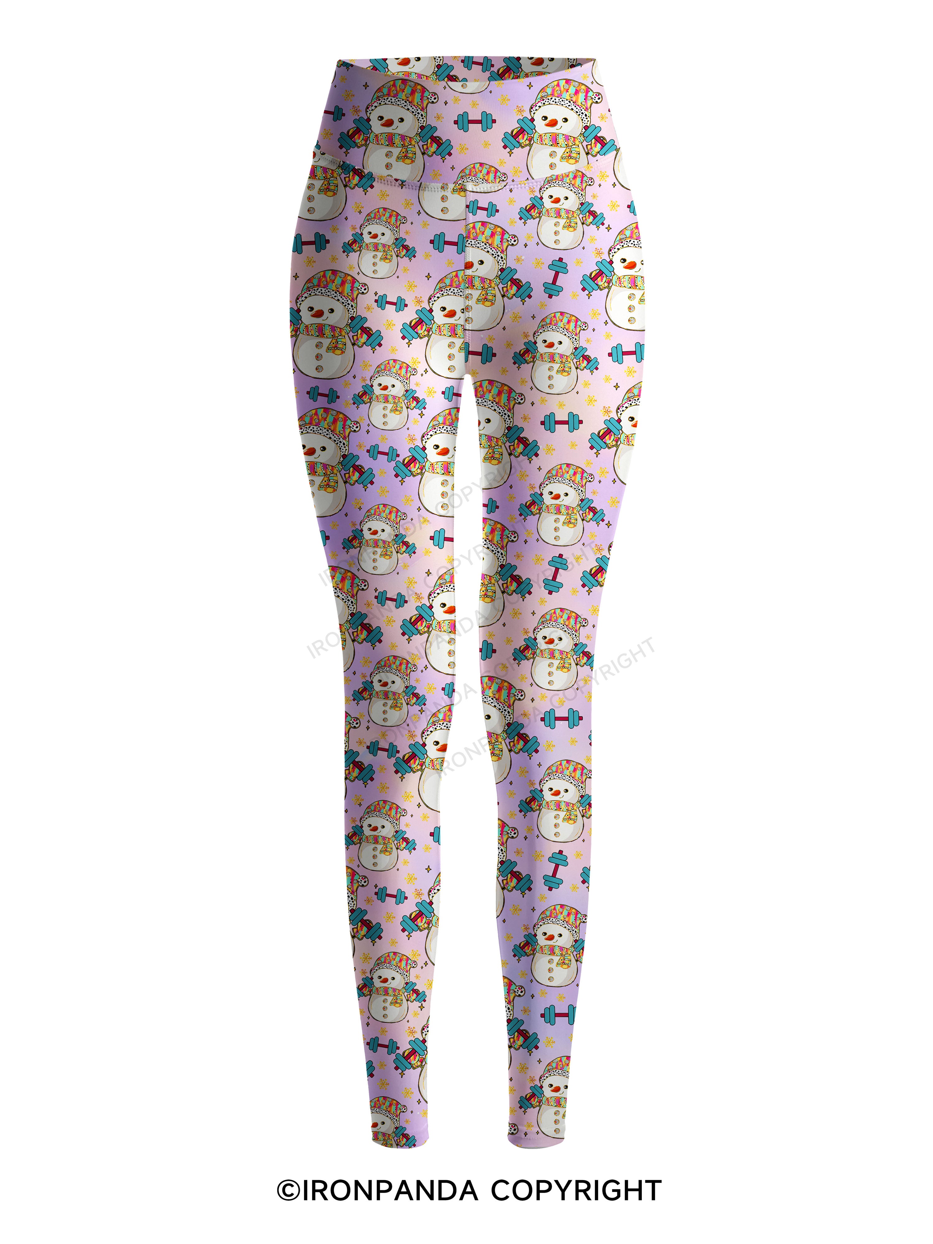 Christmas Weightlifting Snowman Printed Yoga Pants