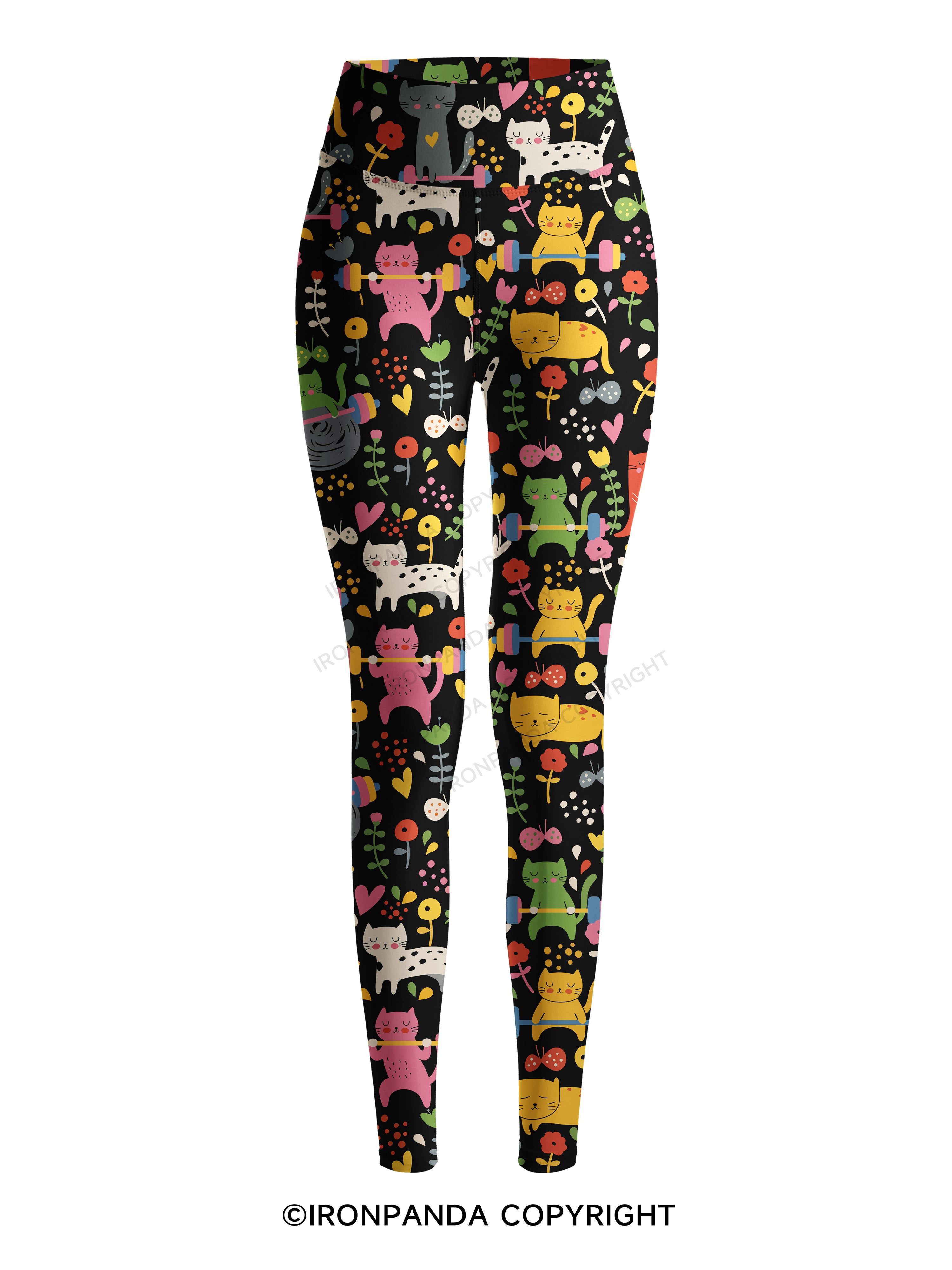 Cats Lift Heavy Printed Yoga Pants