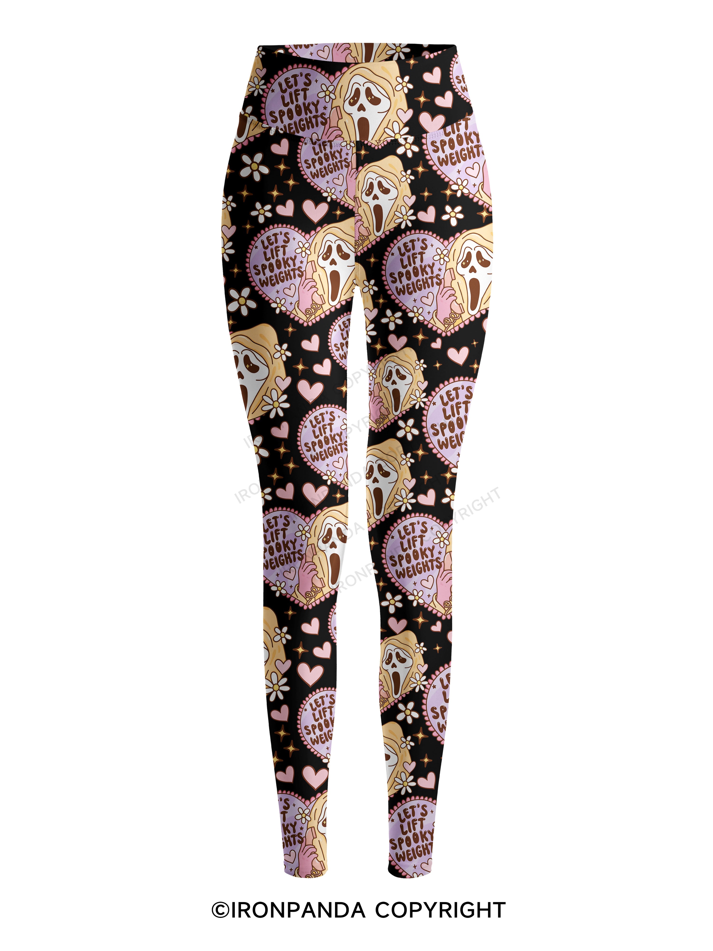 LET'S LIFT SPOOKY WEIGHTS Printed Yoga Pants