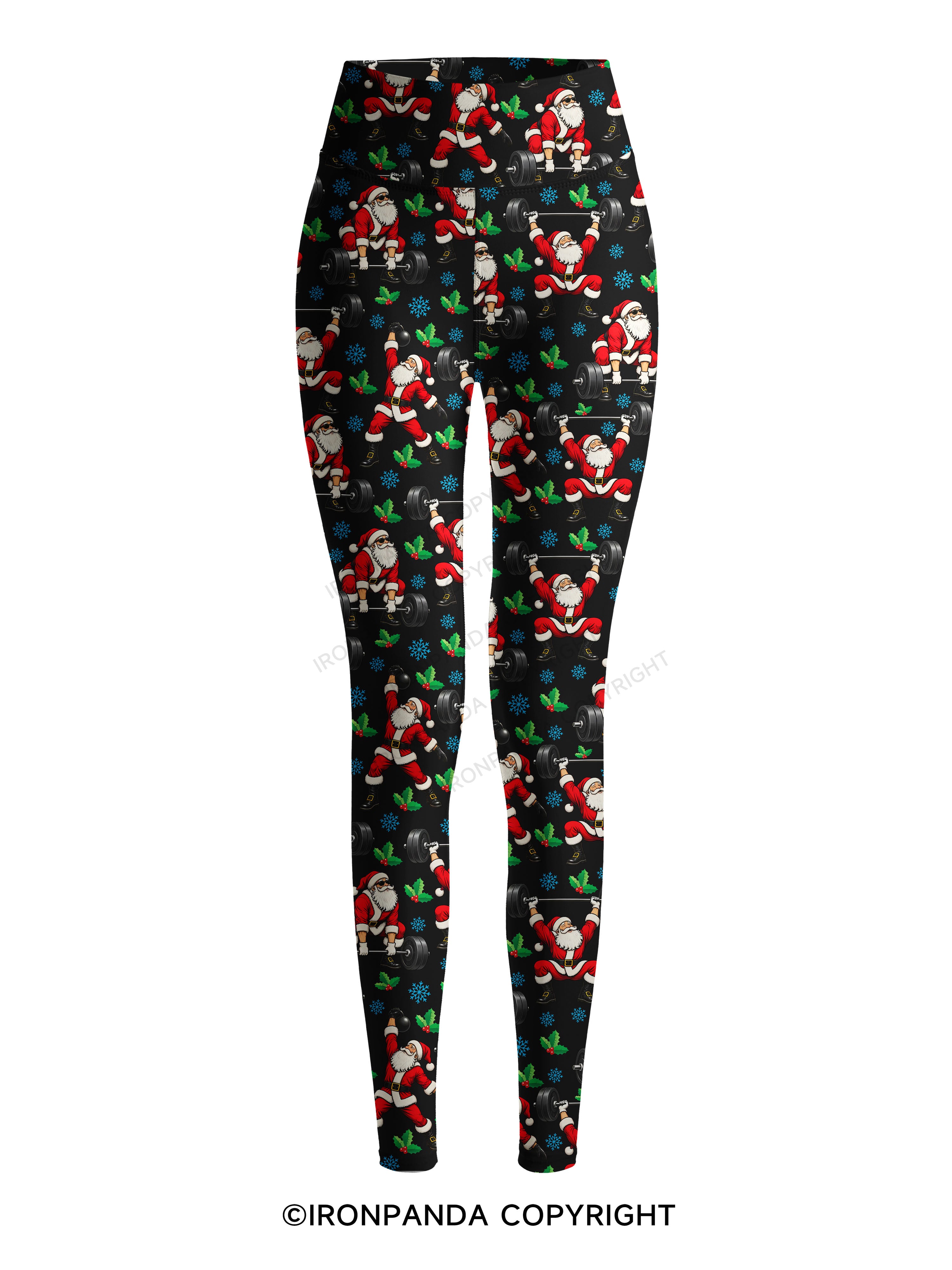 Santa Lifting Christmas Workout Printed Yoga Pants