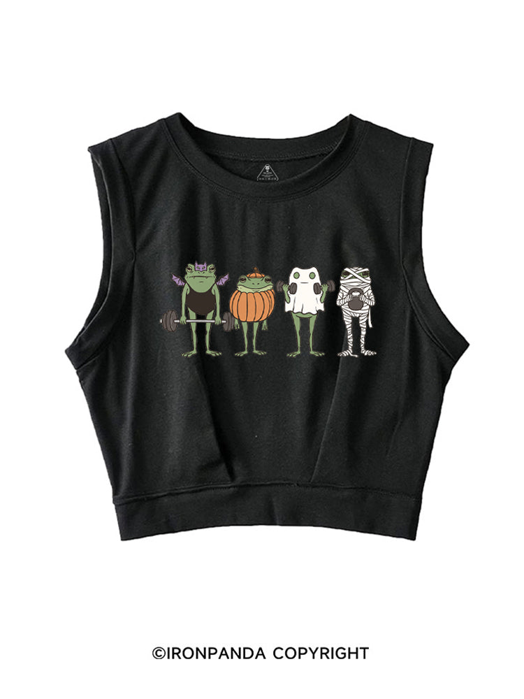 HALLOWEEN FROG LIFTING CREW SLEEVELESS CROP TOPS