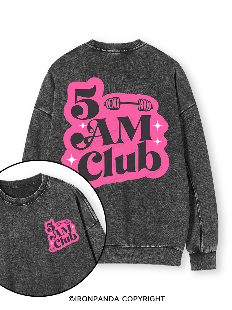 5 AM Club Double-Sided Printed Washed Sweatshirt