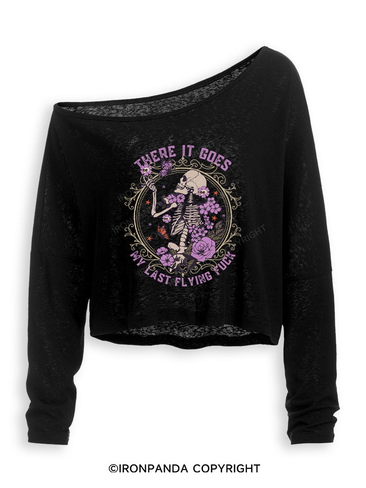 There It Goes My Last Flying Off Shoulder Long Sleeve Crop Top