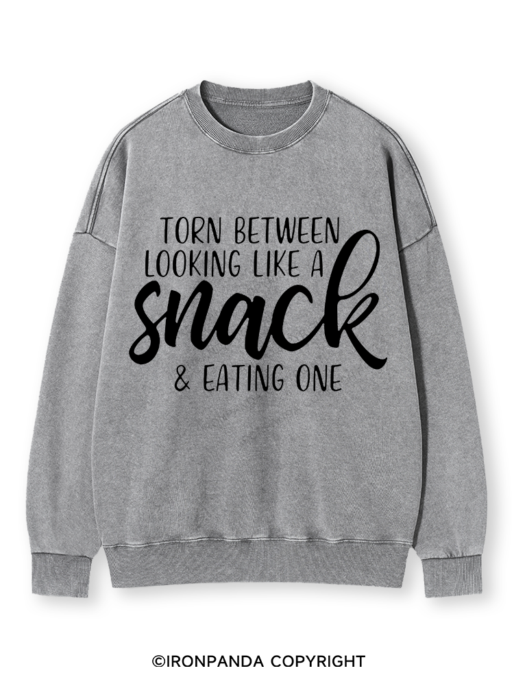 TORN BETWEEN A SNACK AND EAT ONE Washed Sweatshirt