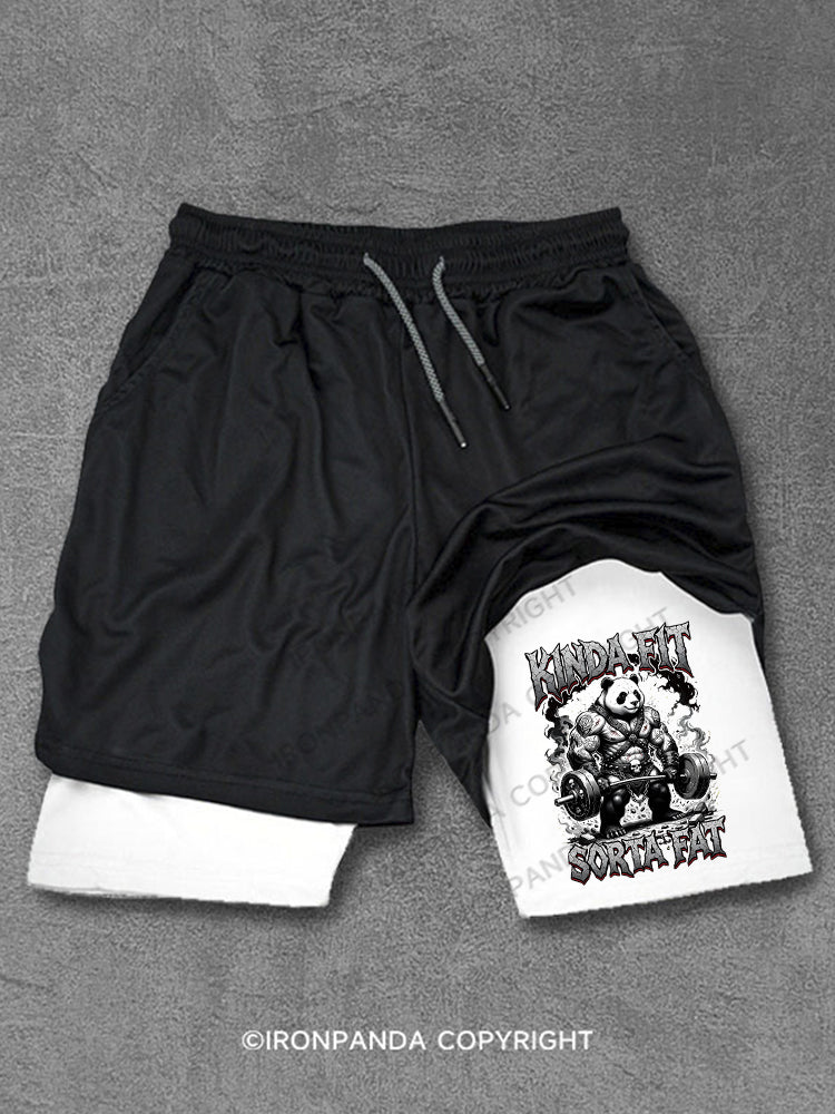 Humorous Panda Weightlifter Fitness Kinda Fit Sorta Fat Performance Training Shorts