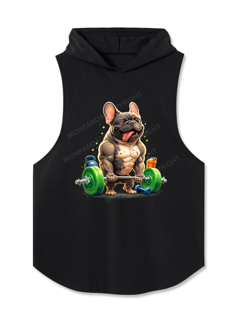 Funny French Bulldog Bodybuilding Hooded Tank