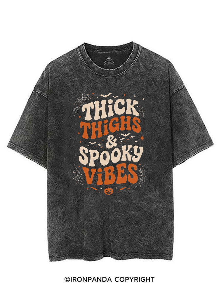 Thick Thighs And Spooky Vibes Skeleton Halloween VINTAGE GYM SHIRT