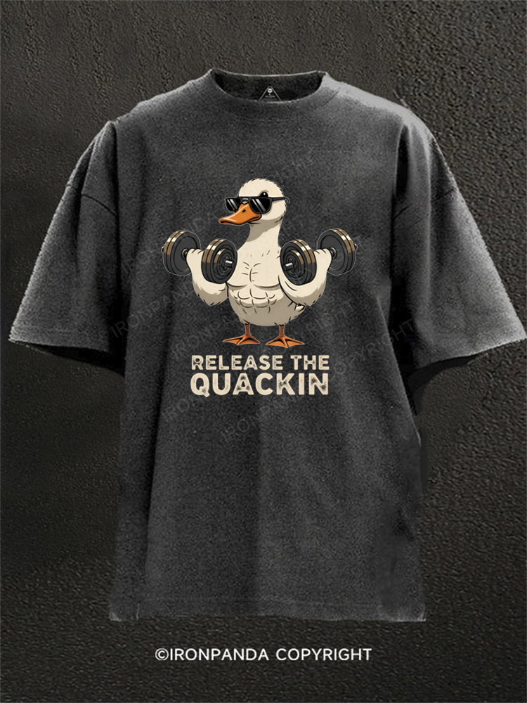 Release The Quackin Duck Dumbbells Washed Gym Shirt