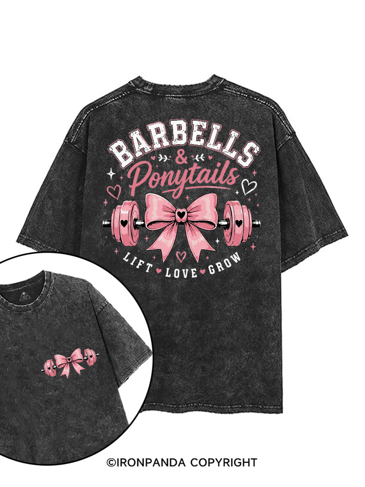 BARBELLS & PONYTAILS LIFT LOVE GROW printed Gym Shirt