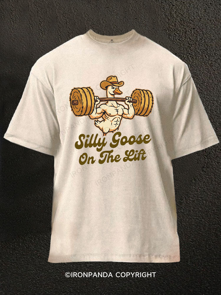 Silly Goose On The Lift Strong Muscular Washed Gym Shirt