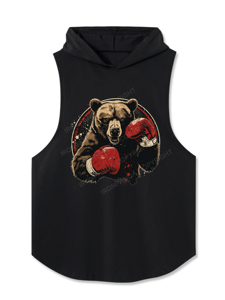 Retro Boxing Bear Hooded Tank