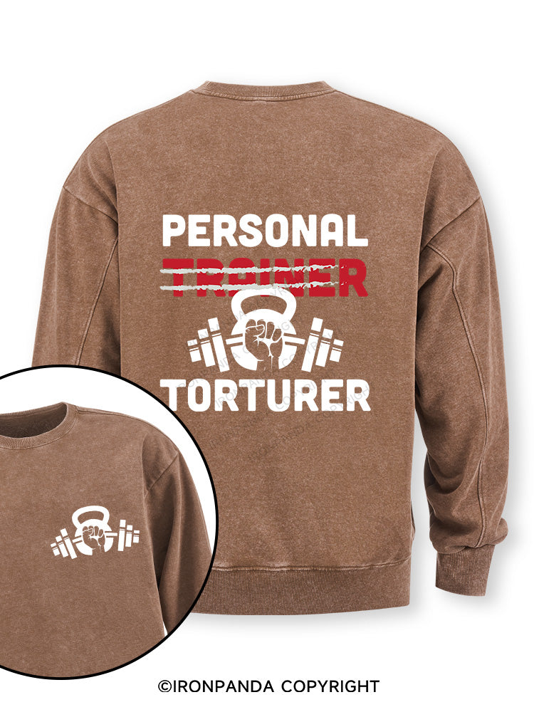 Personal Trainer torturer Double-Sided Printed Washed Sweatshirt