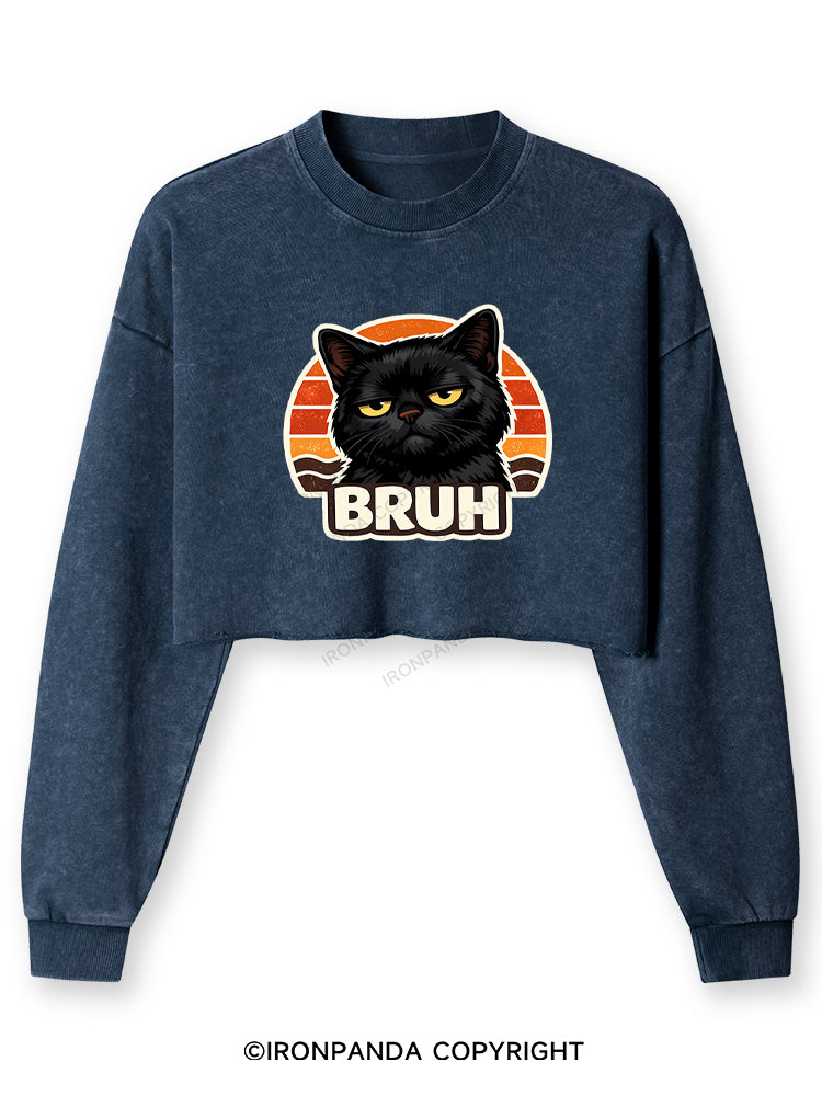 BRUH Washed Long-Sleeve Crop Top