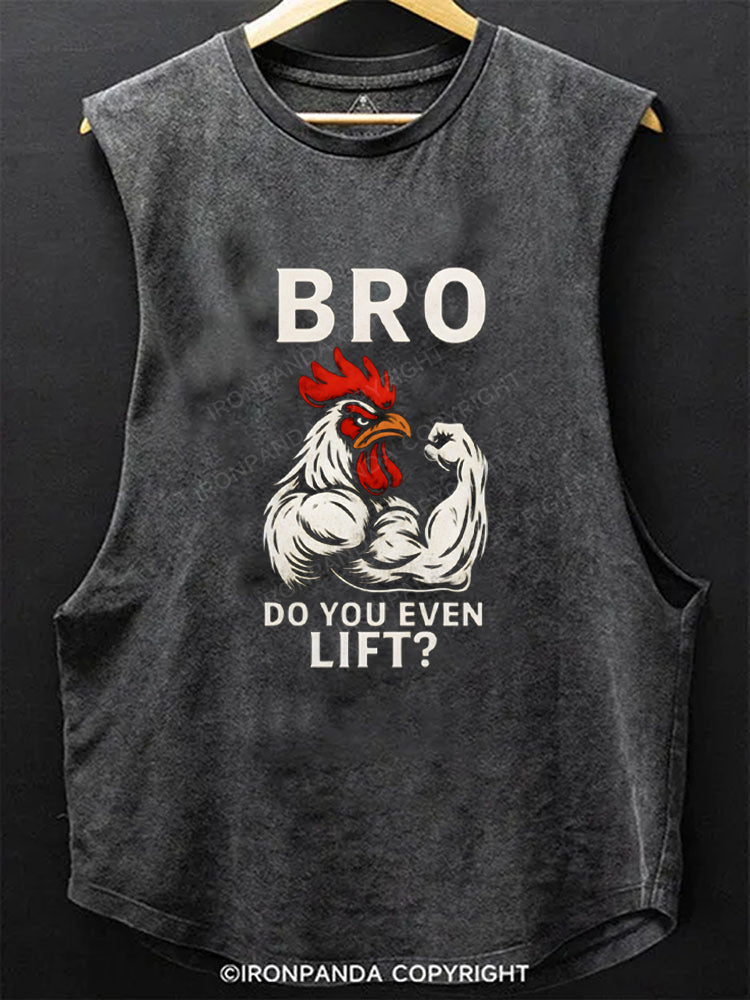 Bro Do You Even Lift Funny Rooster Scoop Bottom Cotton Tank