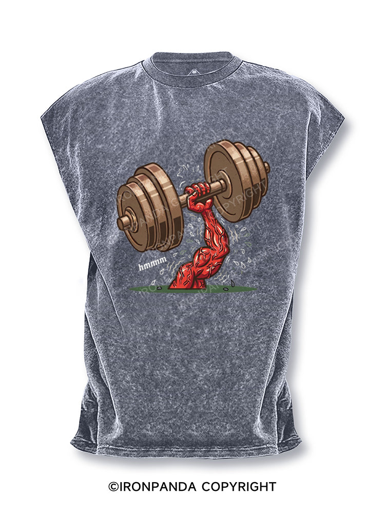 Hmmm Meme Weightlifting Dumbbell Cut Off Tank