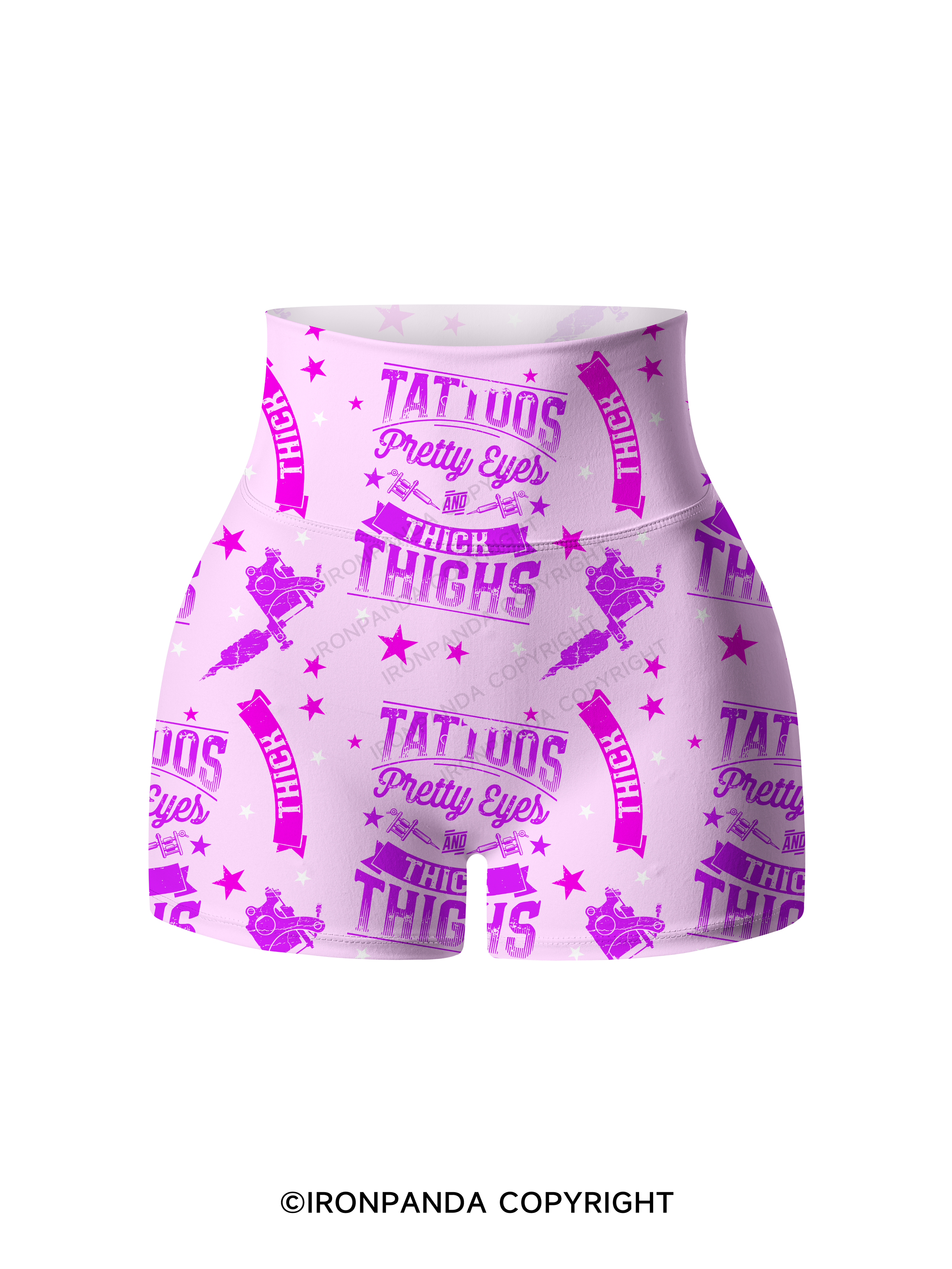 TATTOOS PRETTY EYES AND THICK THIGHS WORKOUT Printed Yoga Shorts