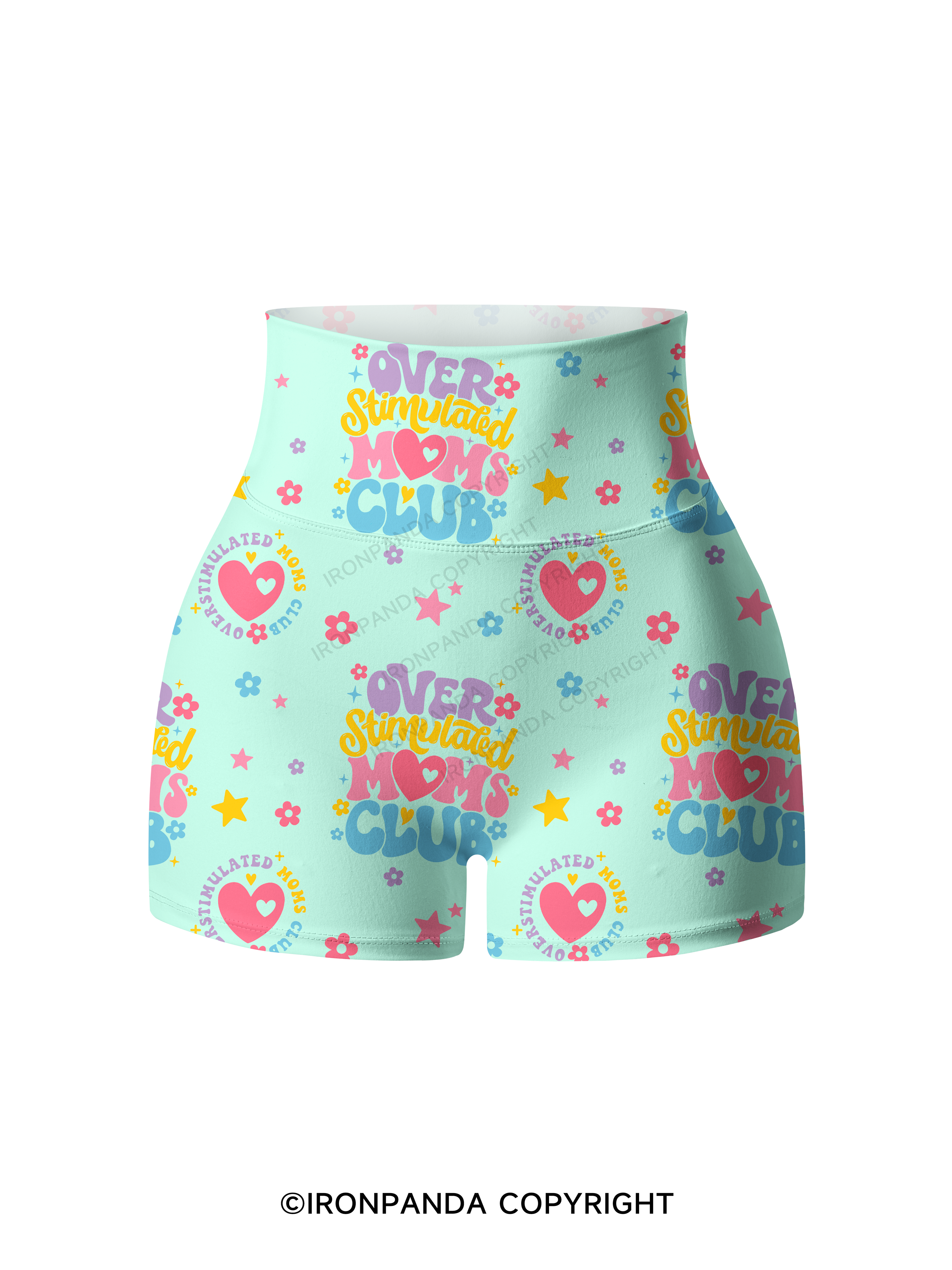 OVER STIMULATED MOMS CLUB WORKOUT Printed Yoga Shorts