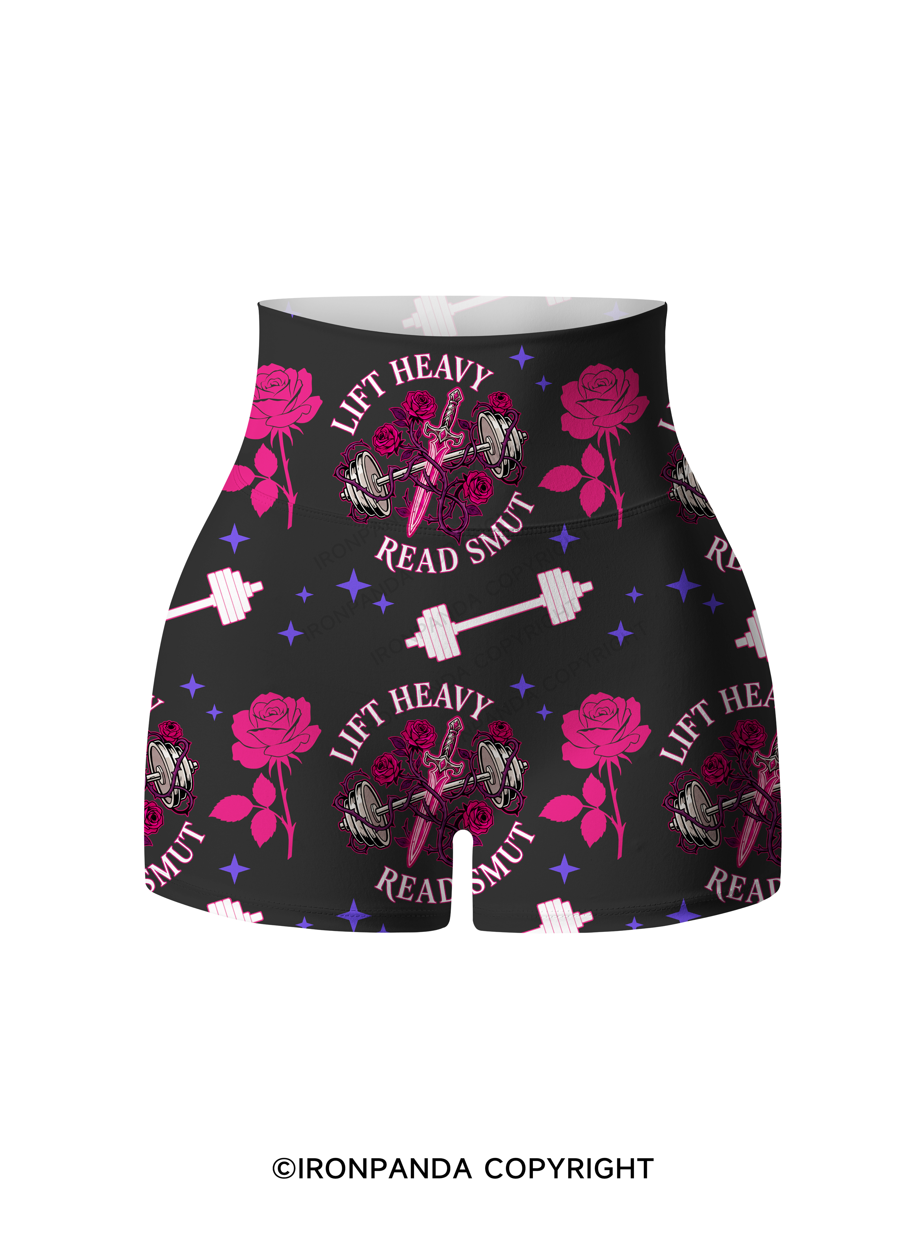 LIFT HEAVY READ SMUT FITNESS Printed Yoga Shorts