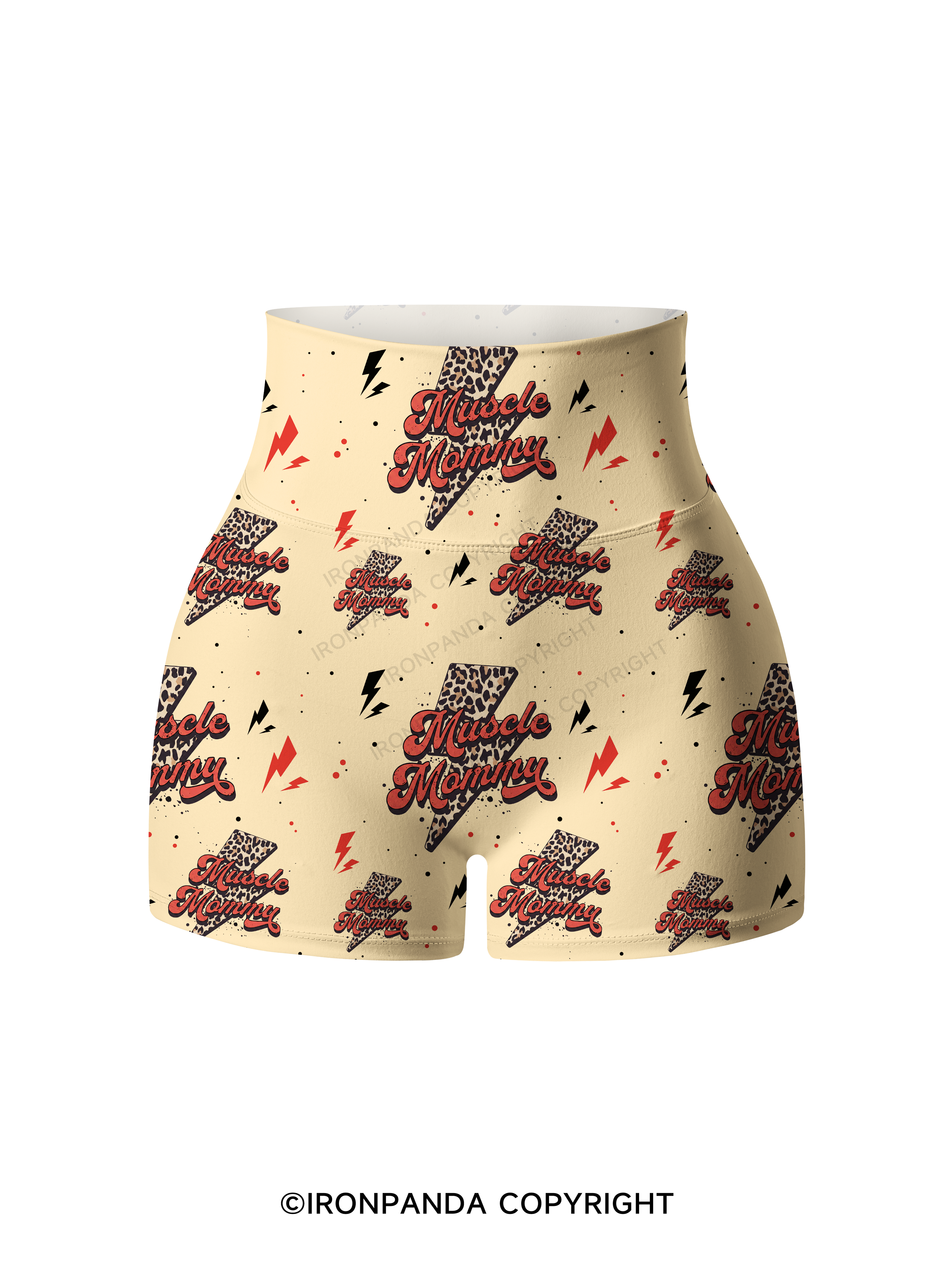 Retro Muscle Mommy Printed Yoga Shorts