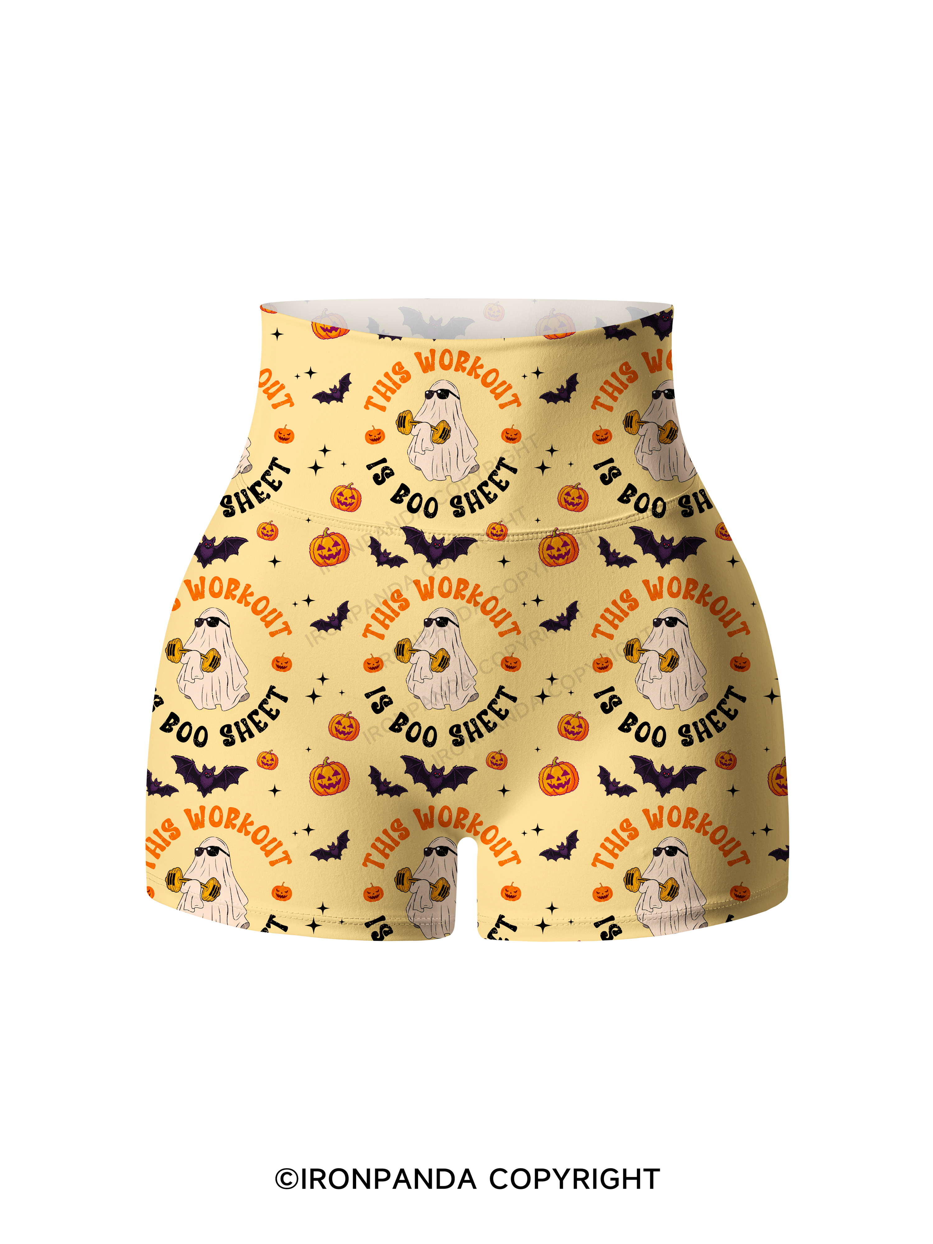This Workout Is Boo Sheet Funny Ghost Printed Yoga Shorts