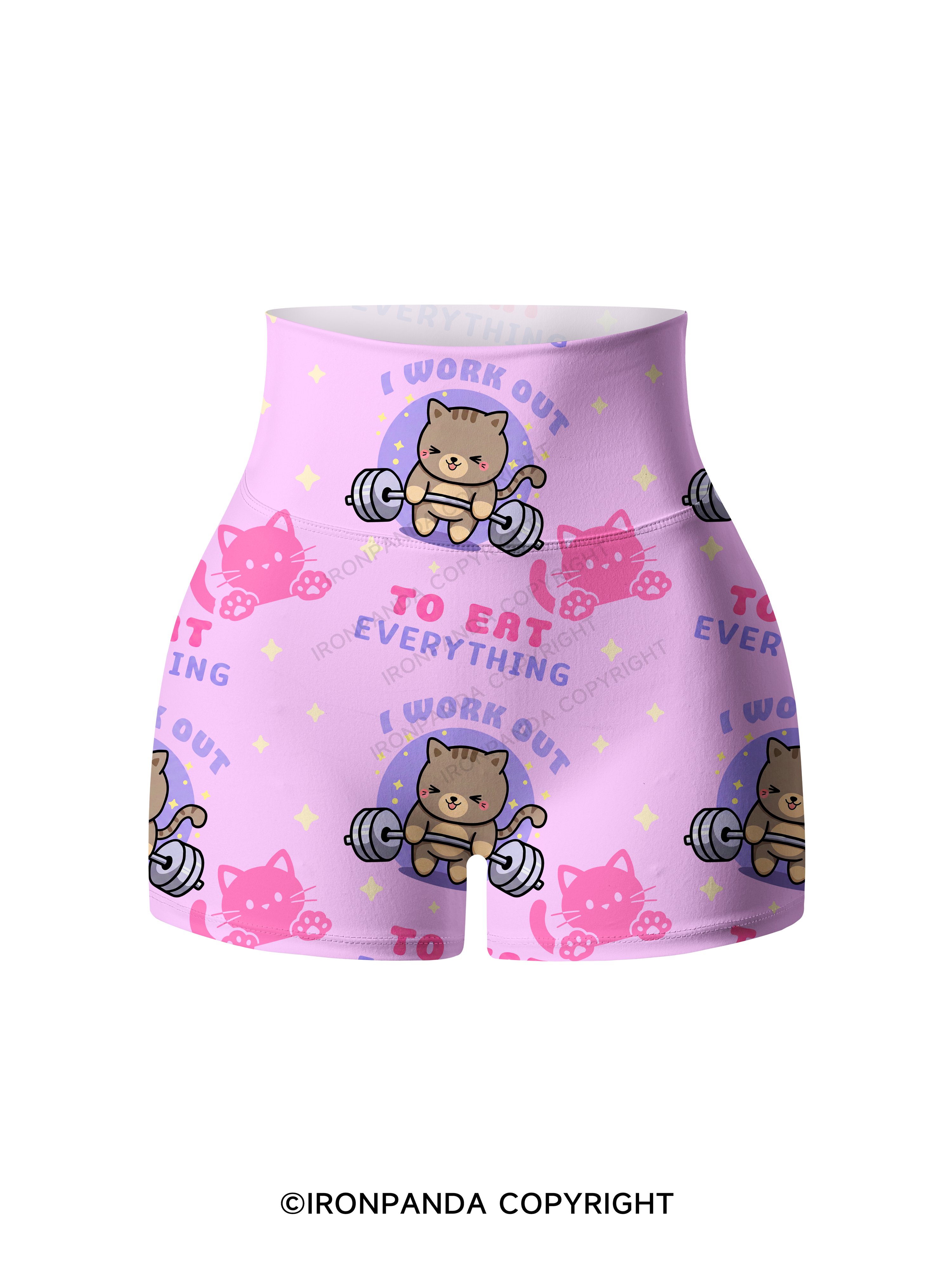 I WORK OUT TO EAT EVERYTHING Printed Yoga Shorts