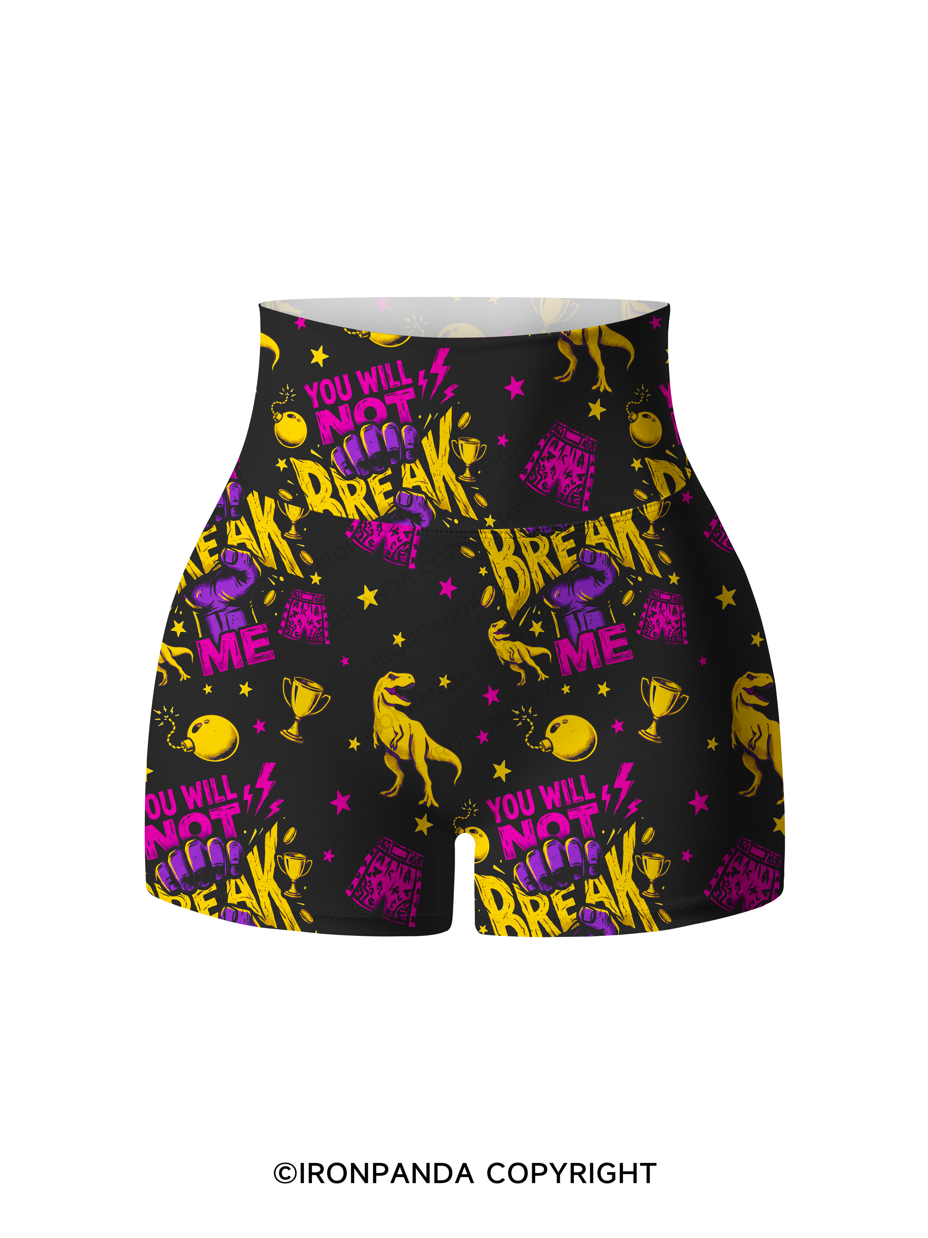 You Will Not Break Me Printed Yoga Shorts