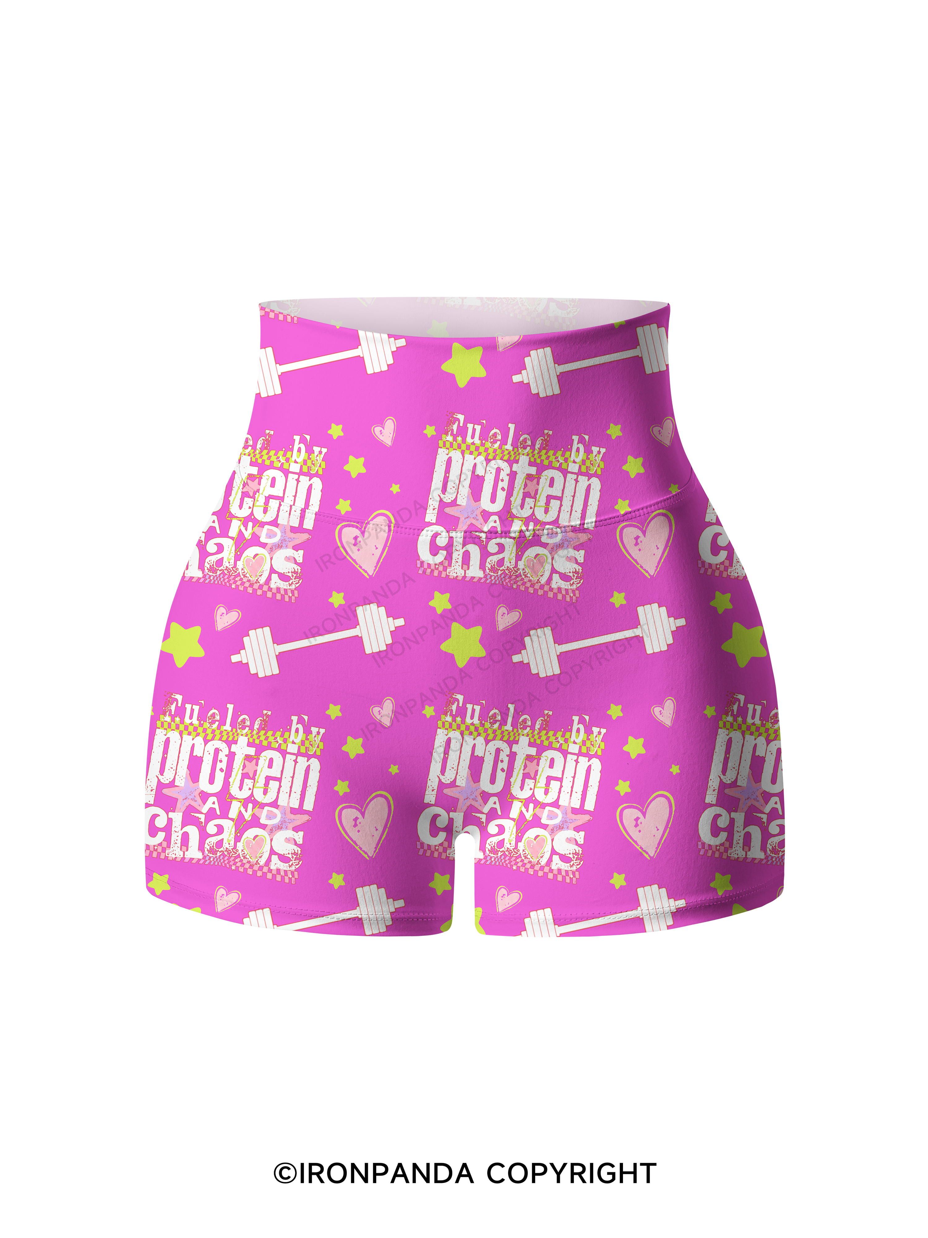 FUELED BY PROTEIN AND CHAOS Printed Yoga Shorts