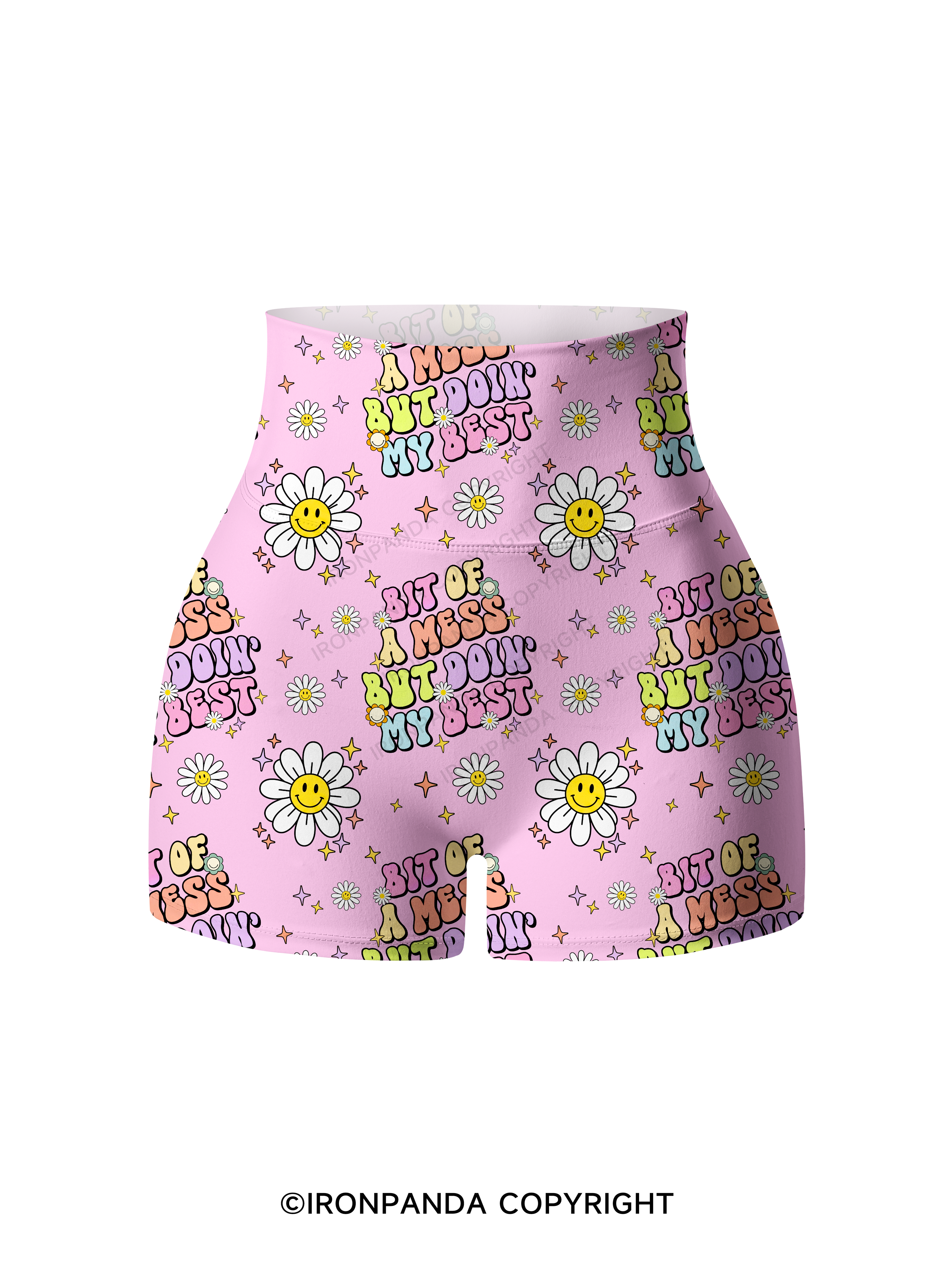 BIT OF A MESS BUT DOIN' MY BEST Printed Yoga Shorts