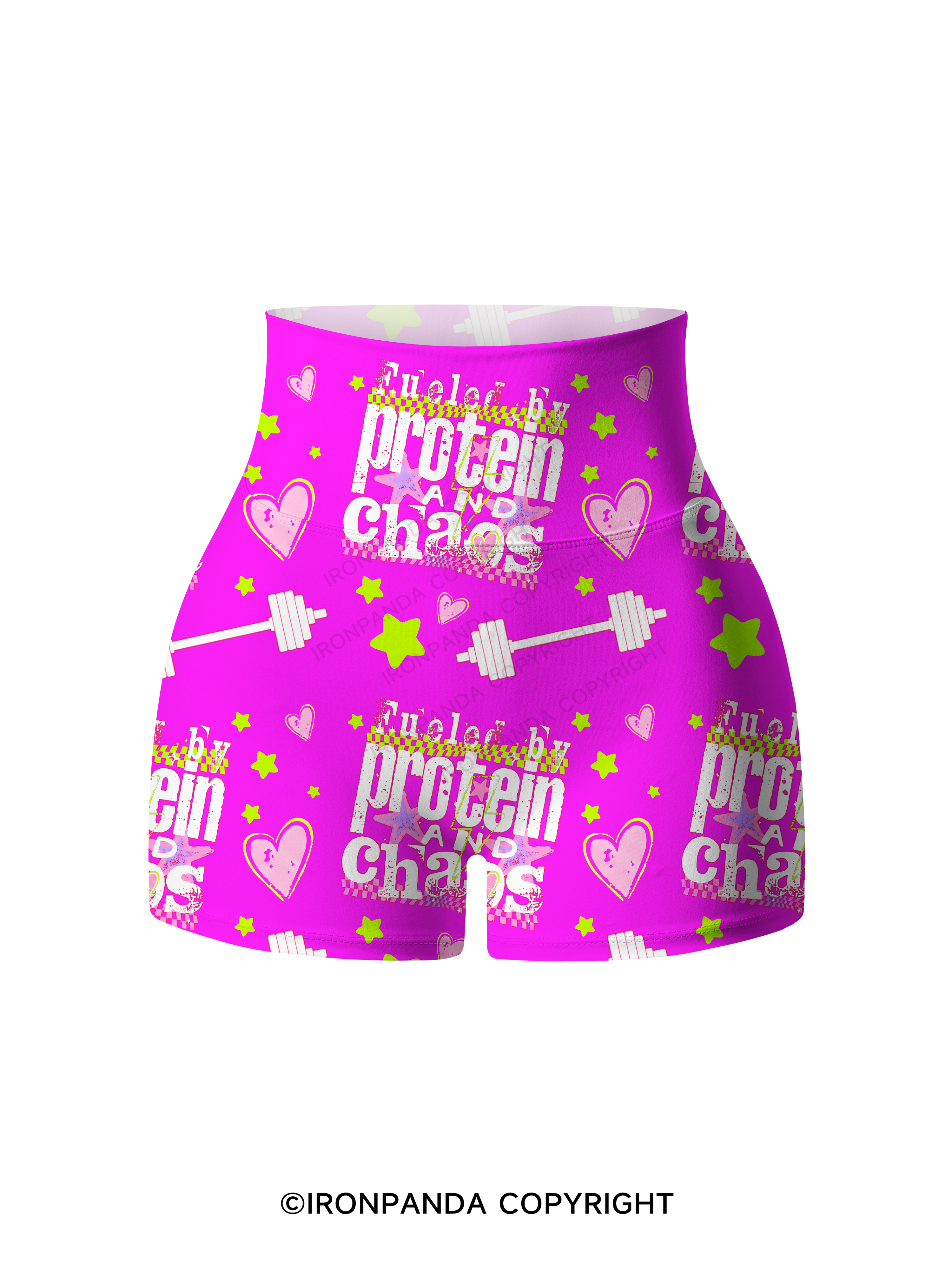 FUELED BY PROTEIN AND CHAOS Printed Yoga Shorts