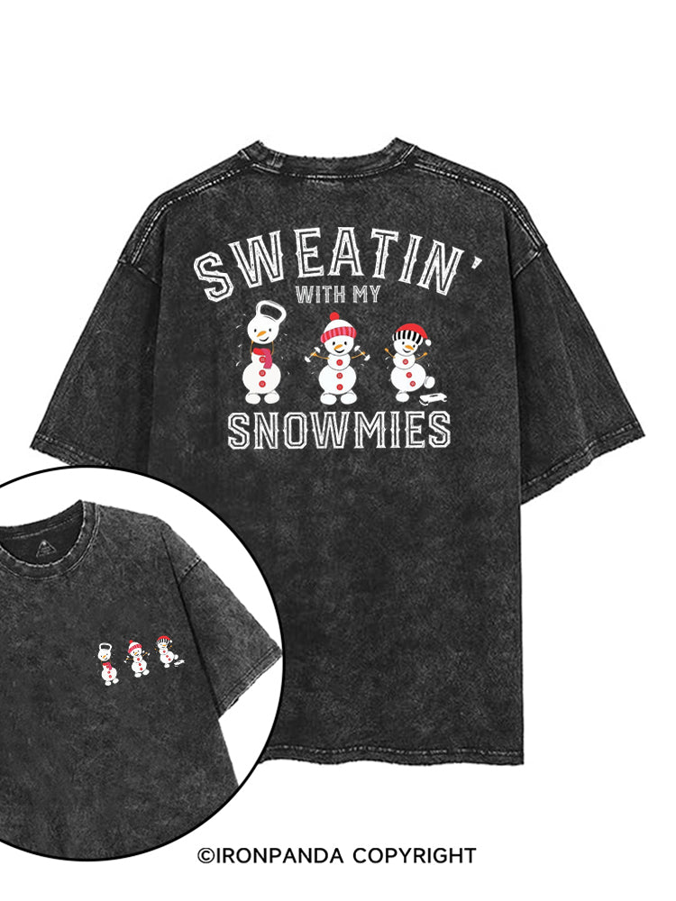 SWEATIN' WITH MY SNOWMIES printed Gym Shirt