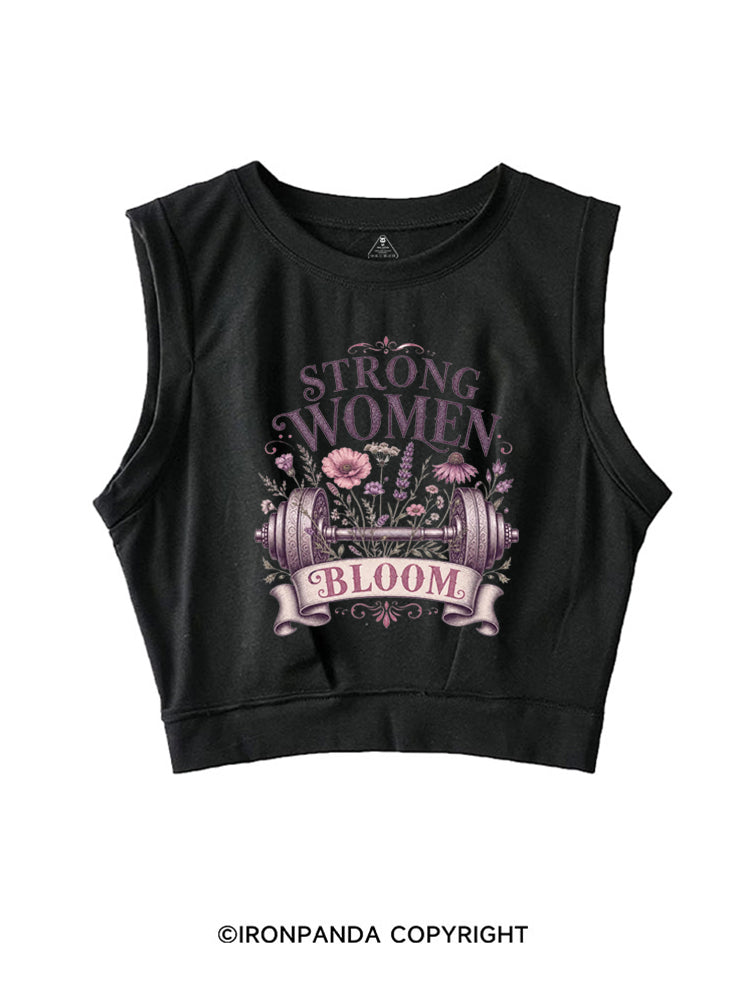 STRONG WOMEN BLOOM SLEEVELESS CROP TOPS