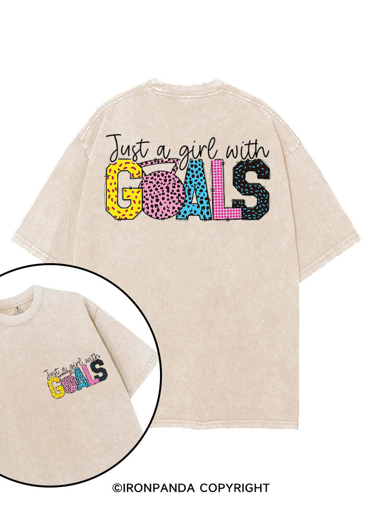 JUST A GIRL WITH GOALS COLORFUL GYM printed Gym Shirt